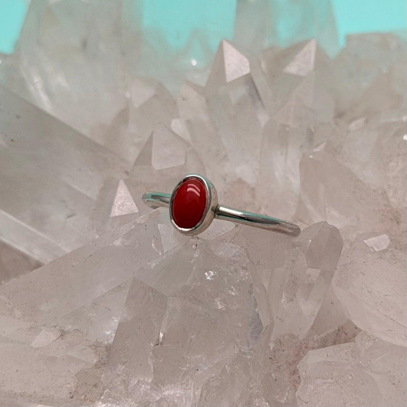 Sterling Silver Coral Stacker Ring