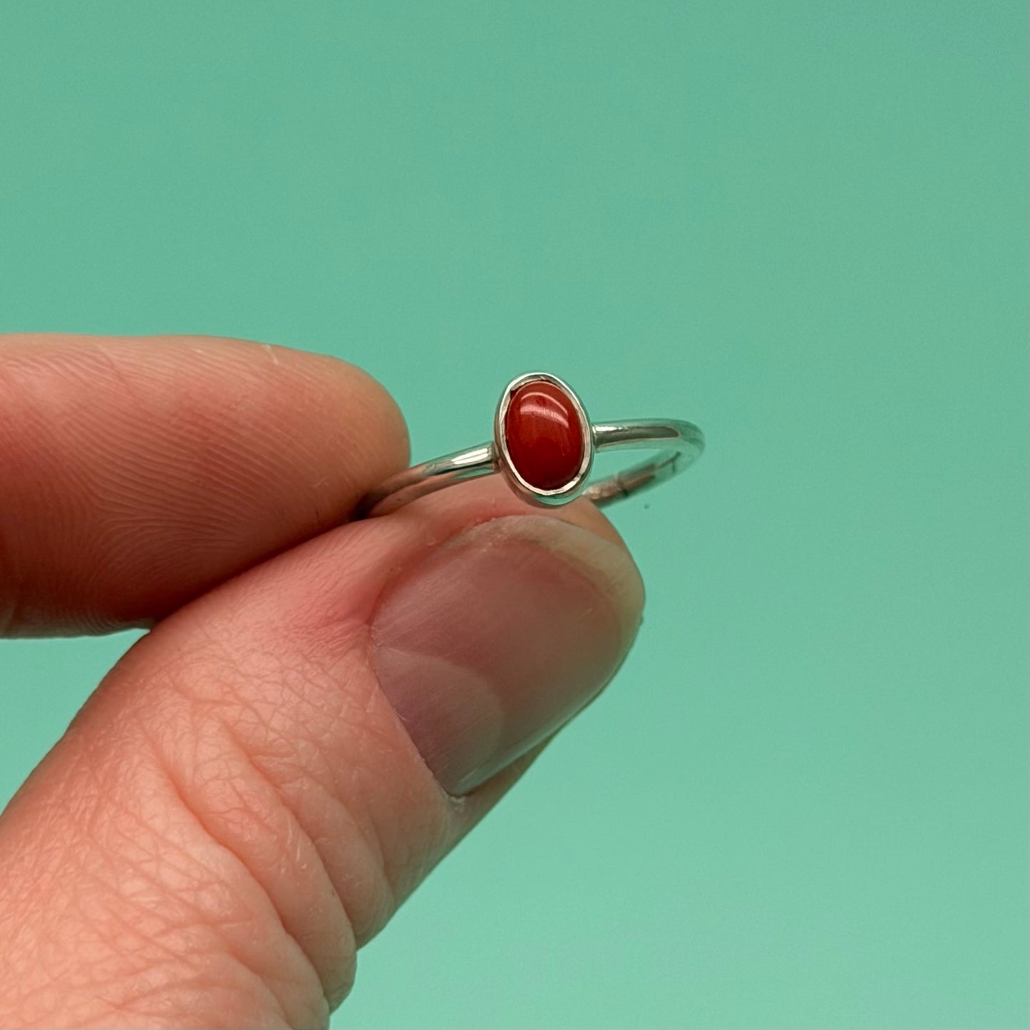 Sterling Silver Coral Stacker Ring