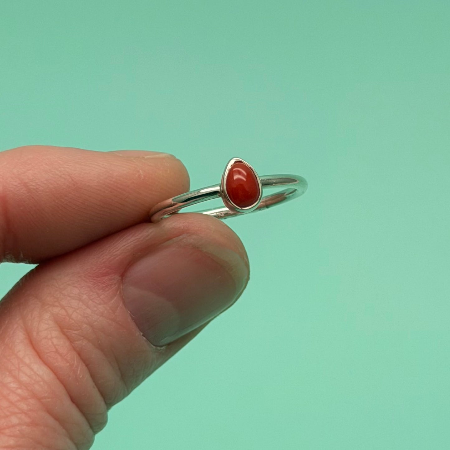 Sterling Silver Coral Stacker Ring