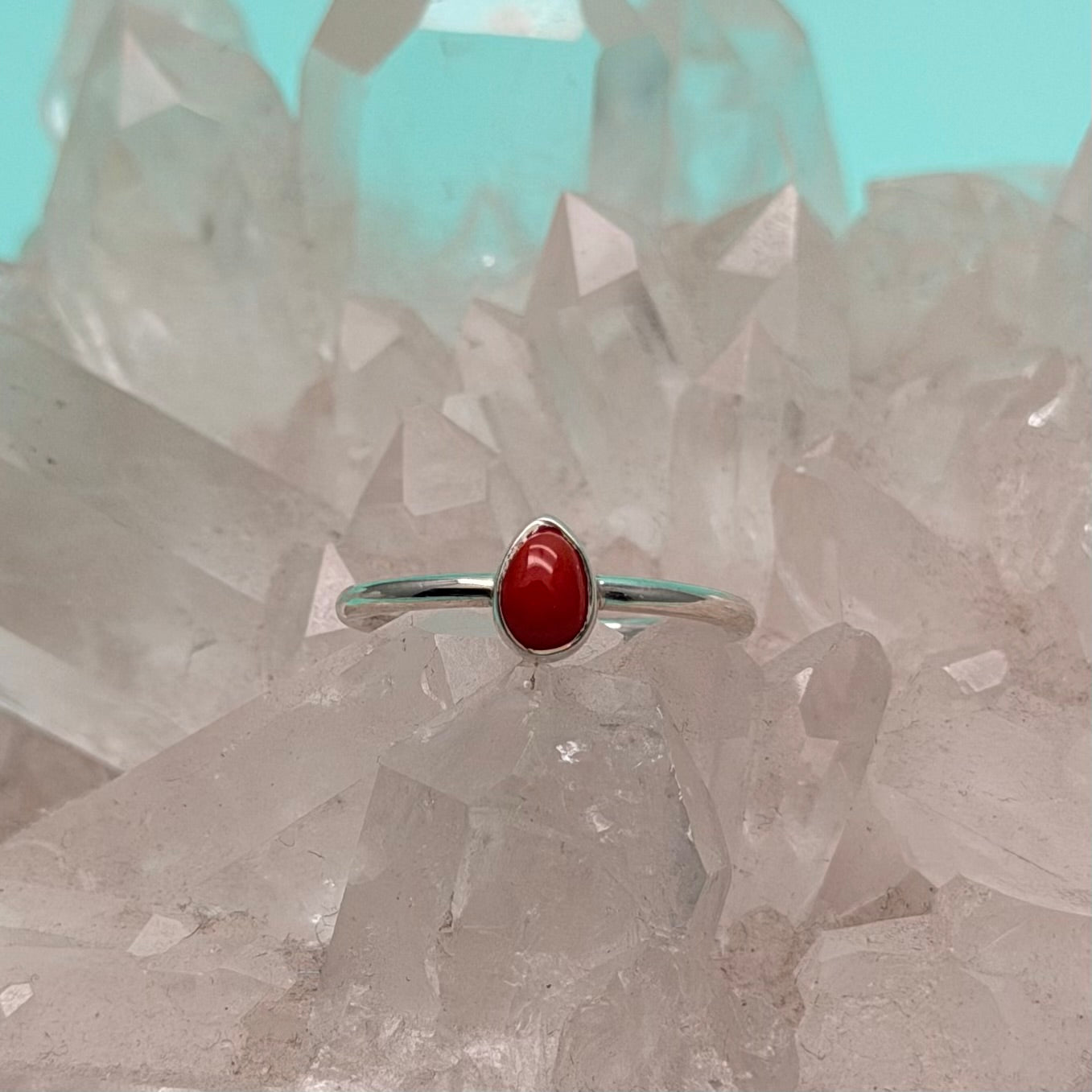 Sterling Silver Coral Stacker Ring