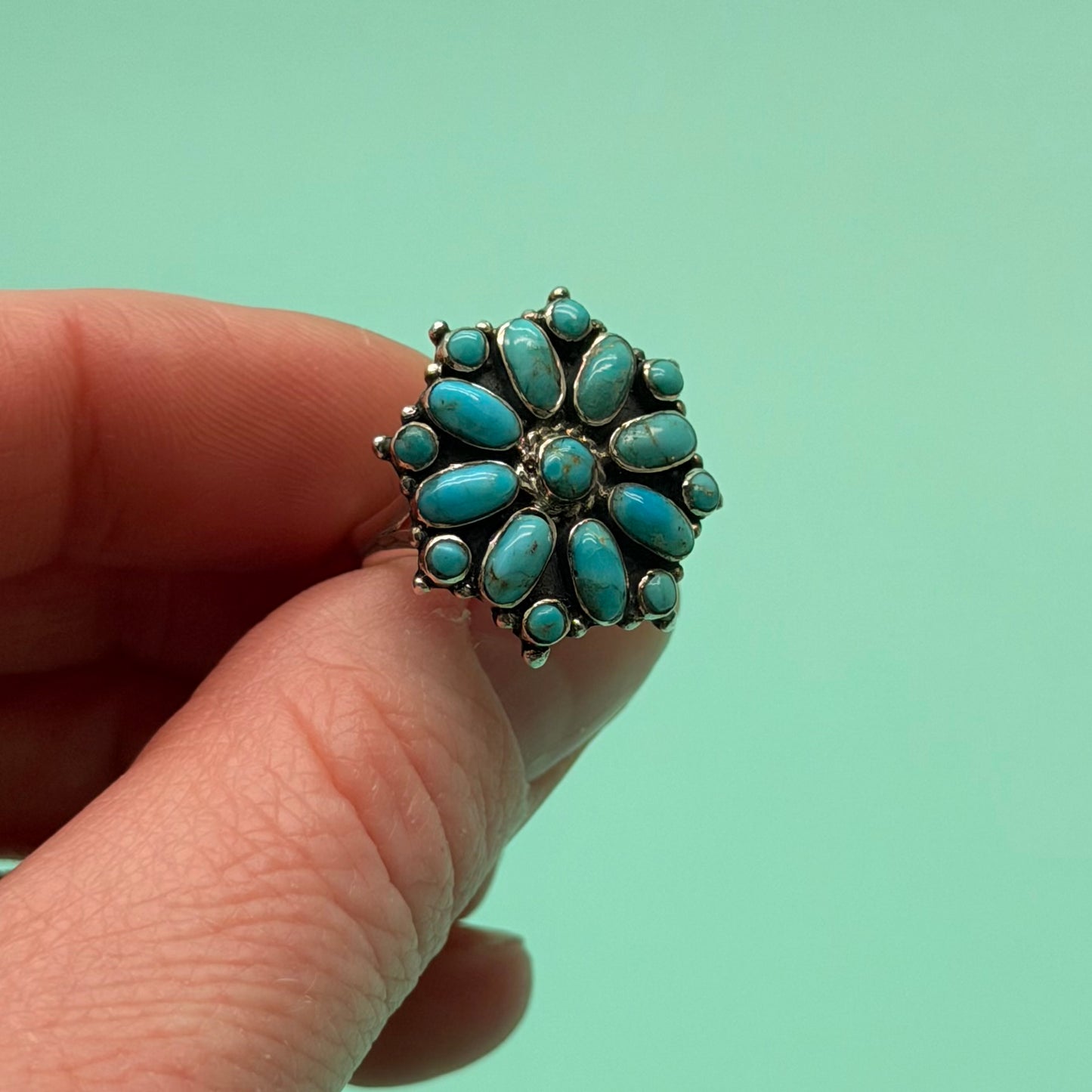 Turtle Cove Turquoise Flower Ring