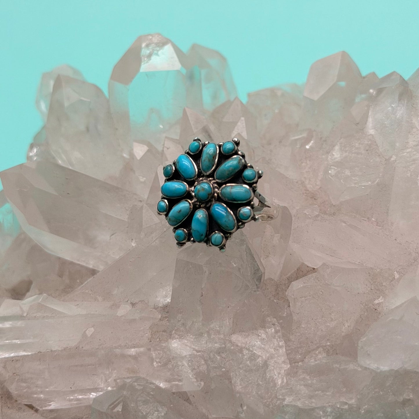 Turtle Cove Turquoise Flower Ring