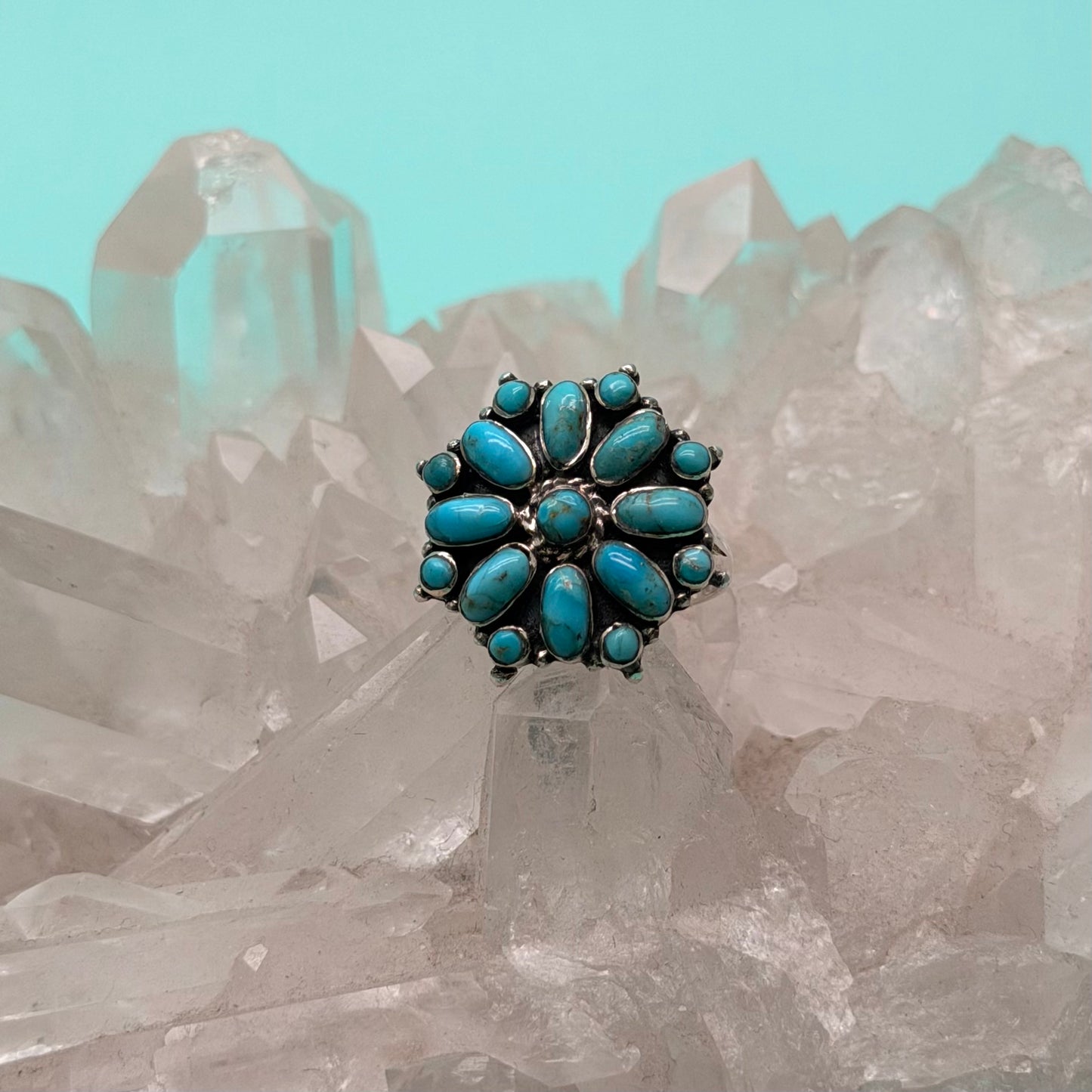 Turtle Cove Turquoise Flower Ring