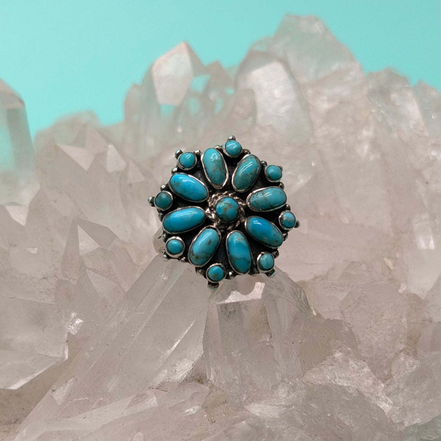 Turtle Cove Turquoise Flower Ring