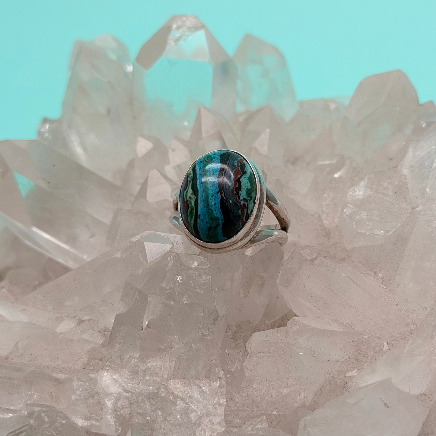 Turquoise Calsilica Ring