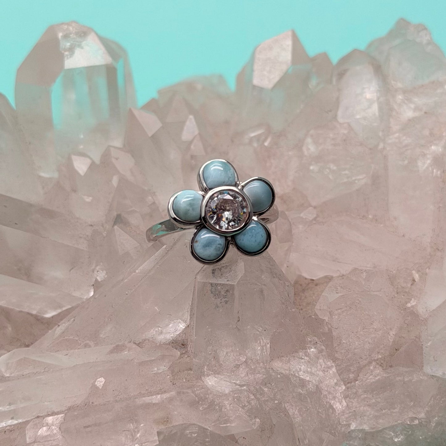 Larimar Flower Ring