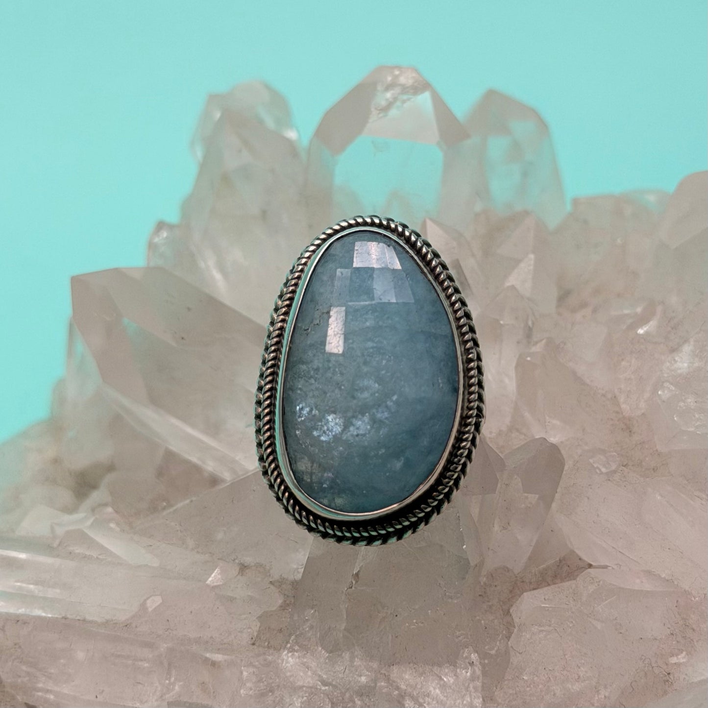 Faceted Aquamarine Ring