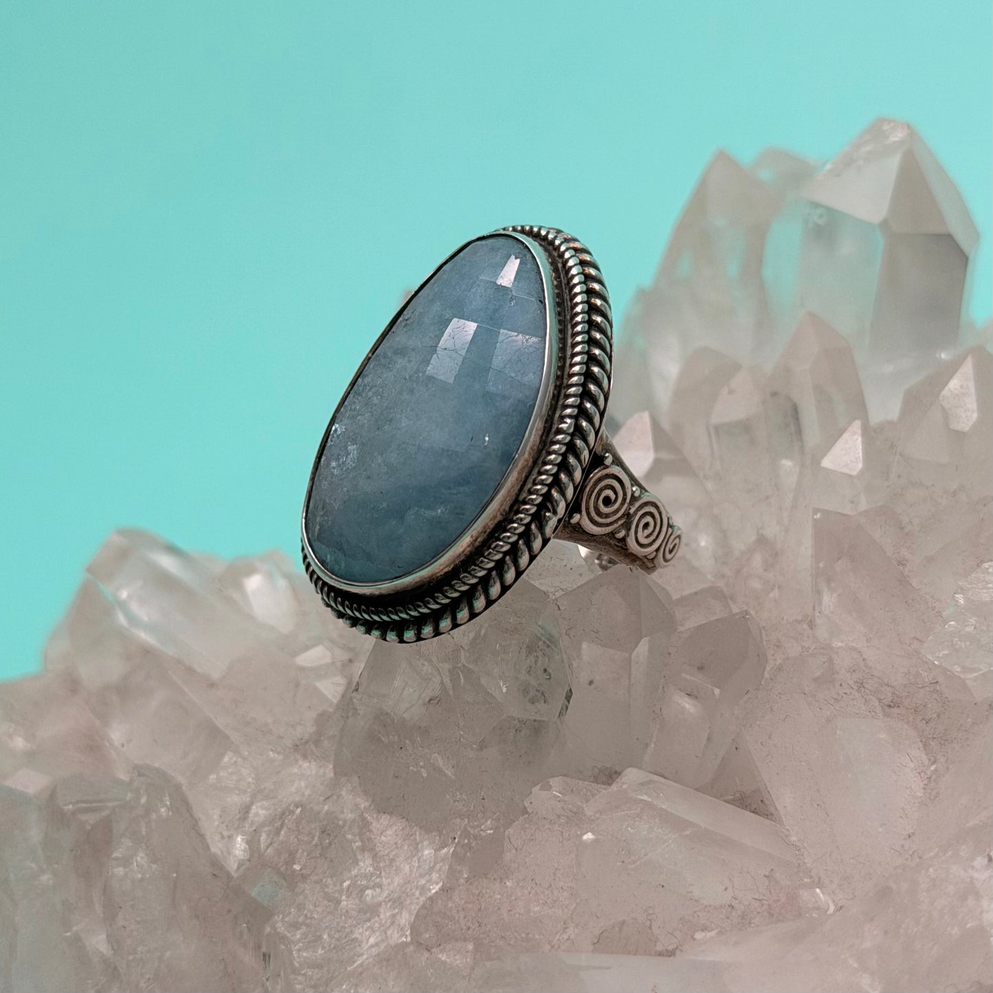 Faceted Aquamarine Ring