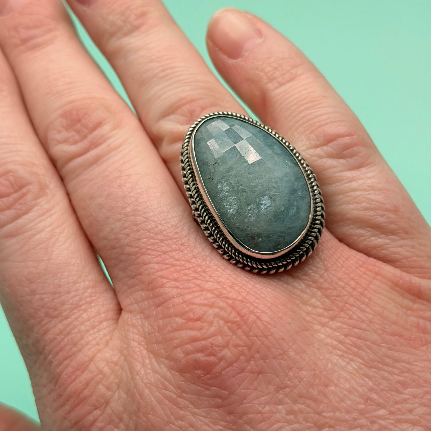 Faceted Aquamarine Ring