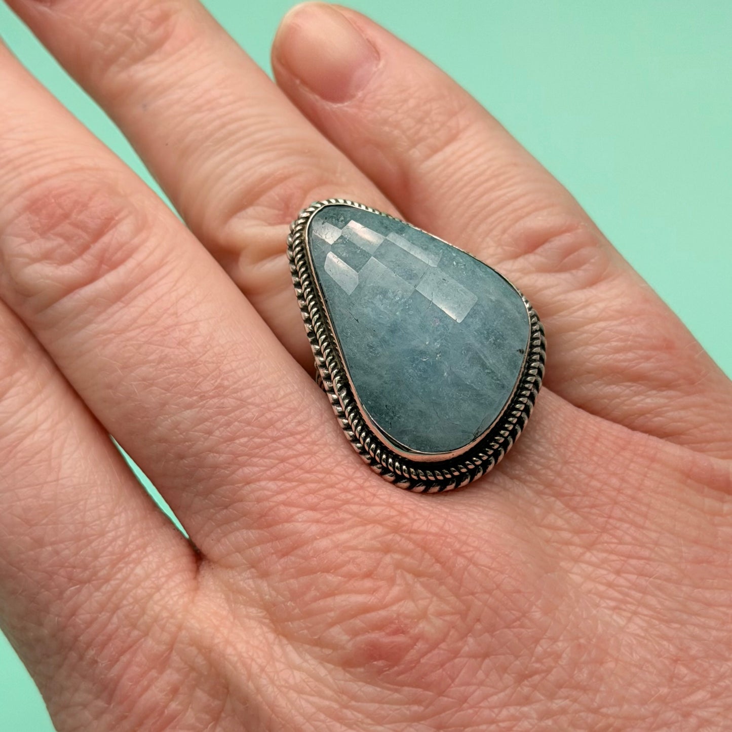 Faceted Aquamarine Ring