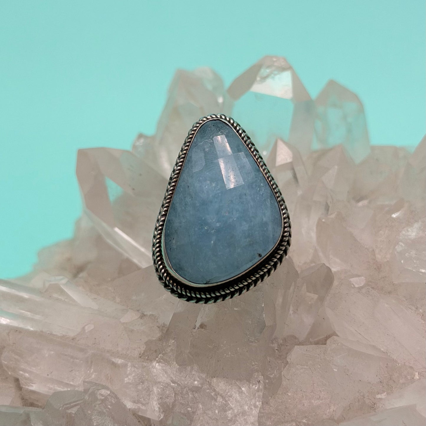 Faceted Aquamarine Ring