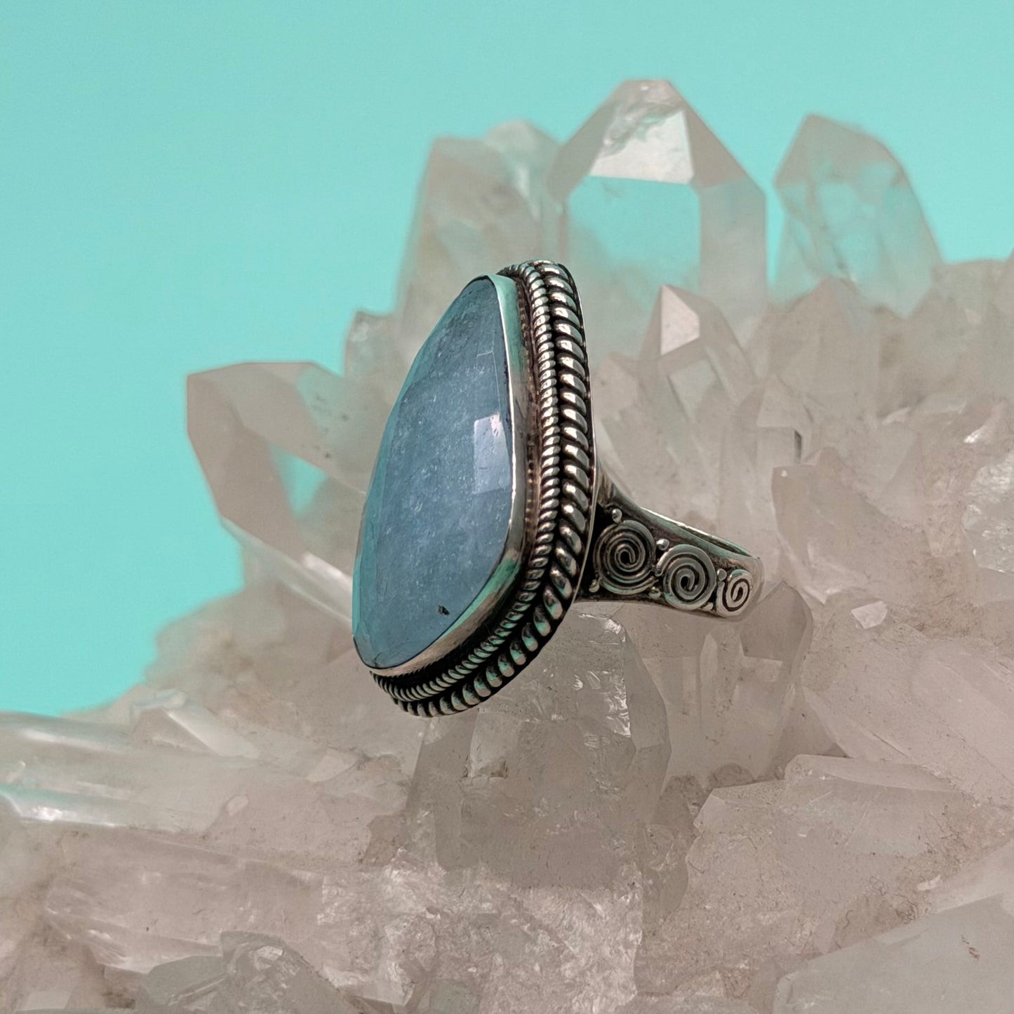 Faceted Aquamarine Ring