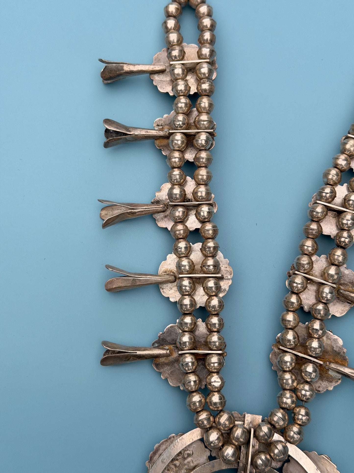 Vintage 1960s Old Pawn Turquoise Squash Blossom Necklace | 259.69g