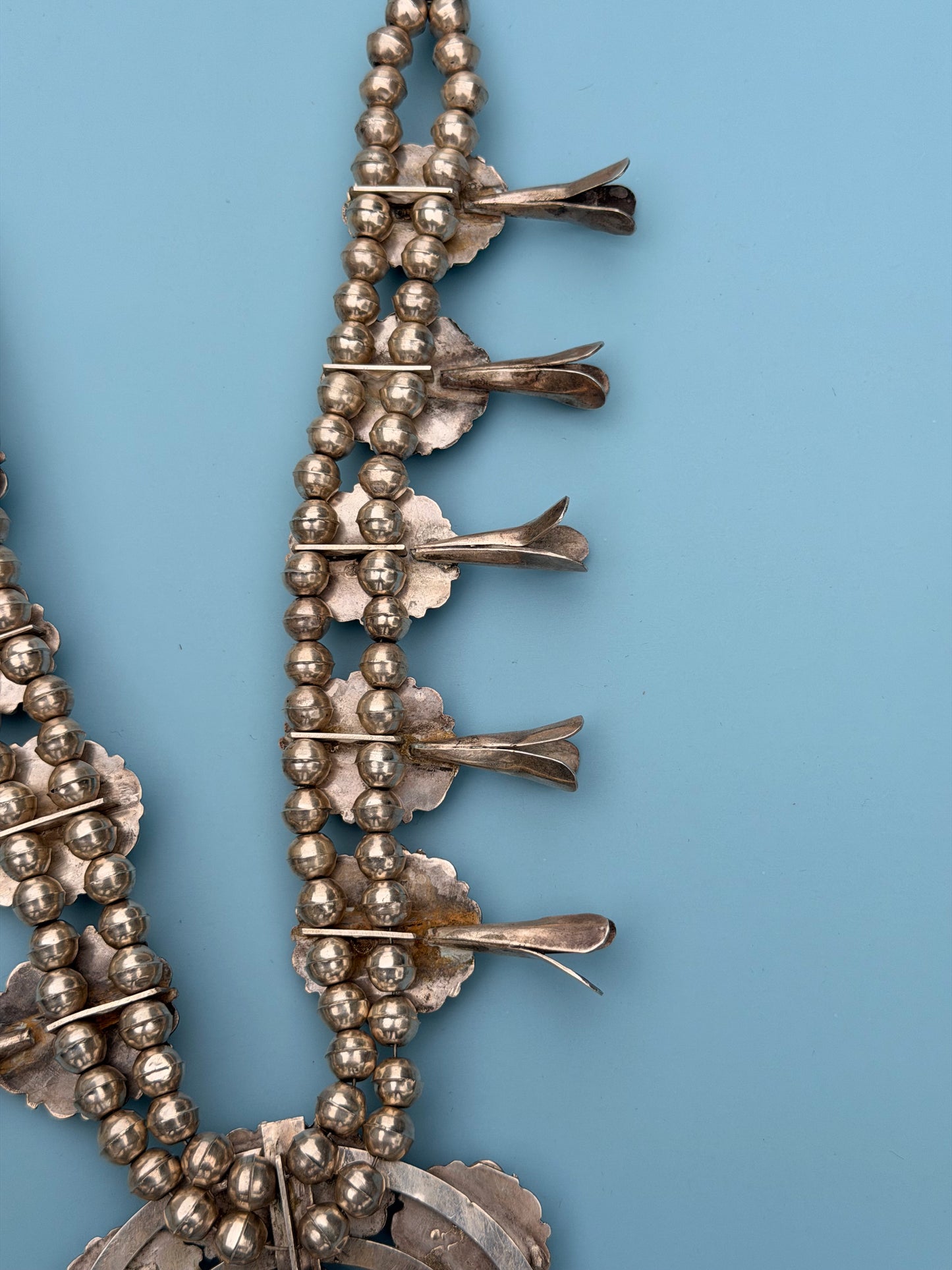 Vintage 1960s Old Pawn Turquoise Squash Blossom Necklace | 259.69g