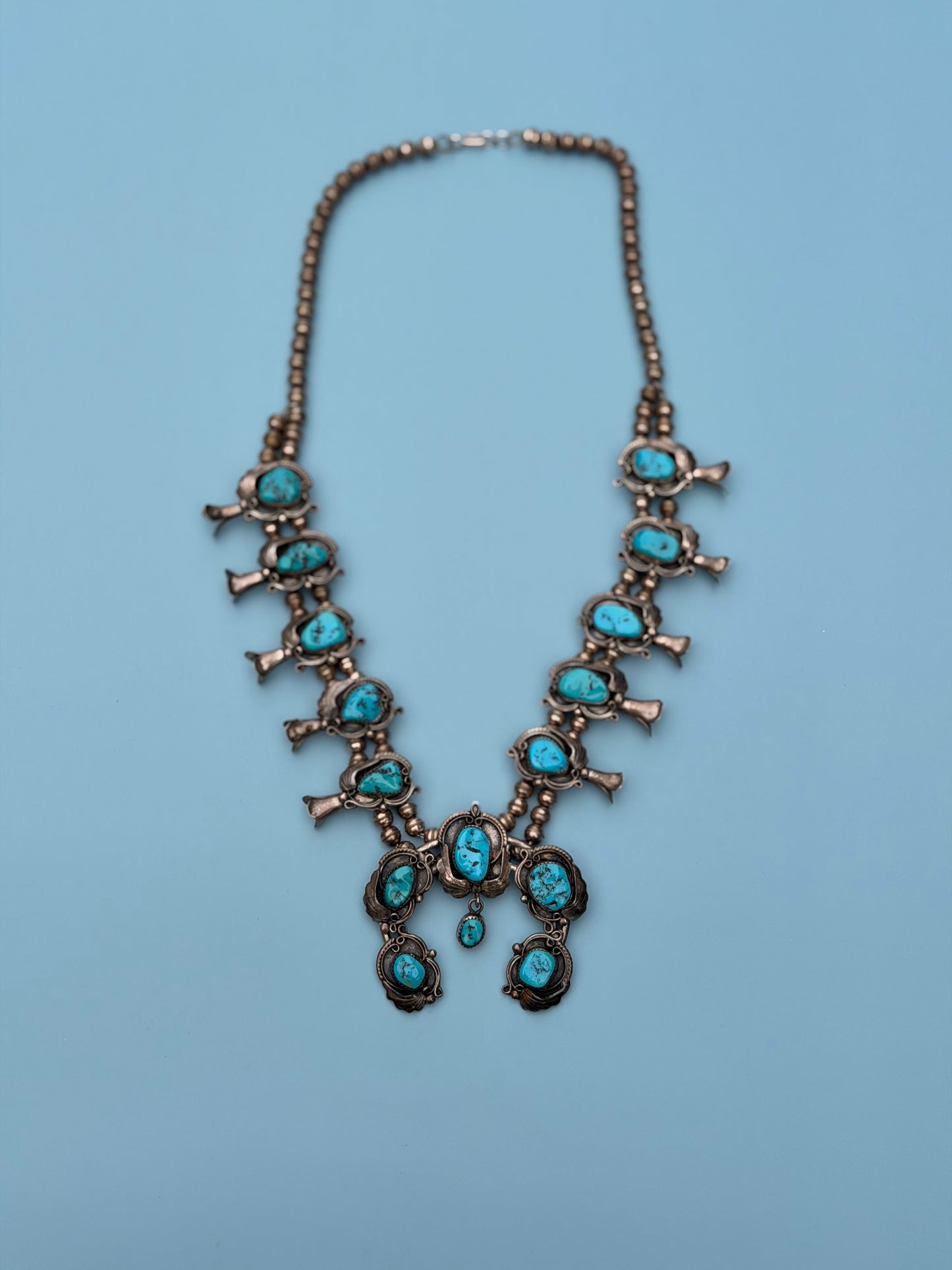 Early 1900's Old Pawn Turquoise Squash Blossom