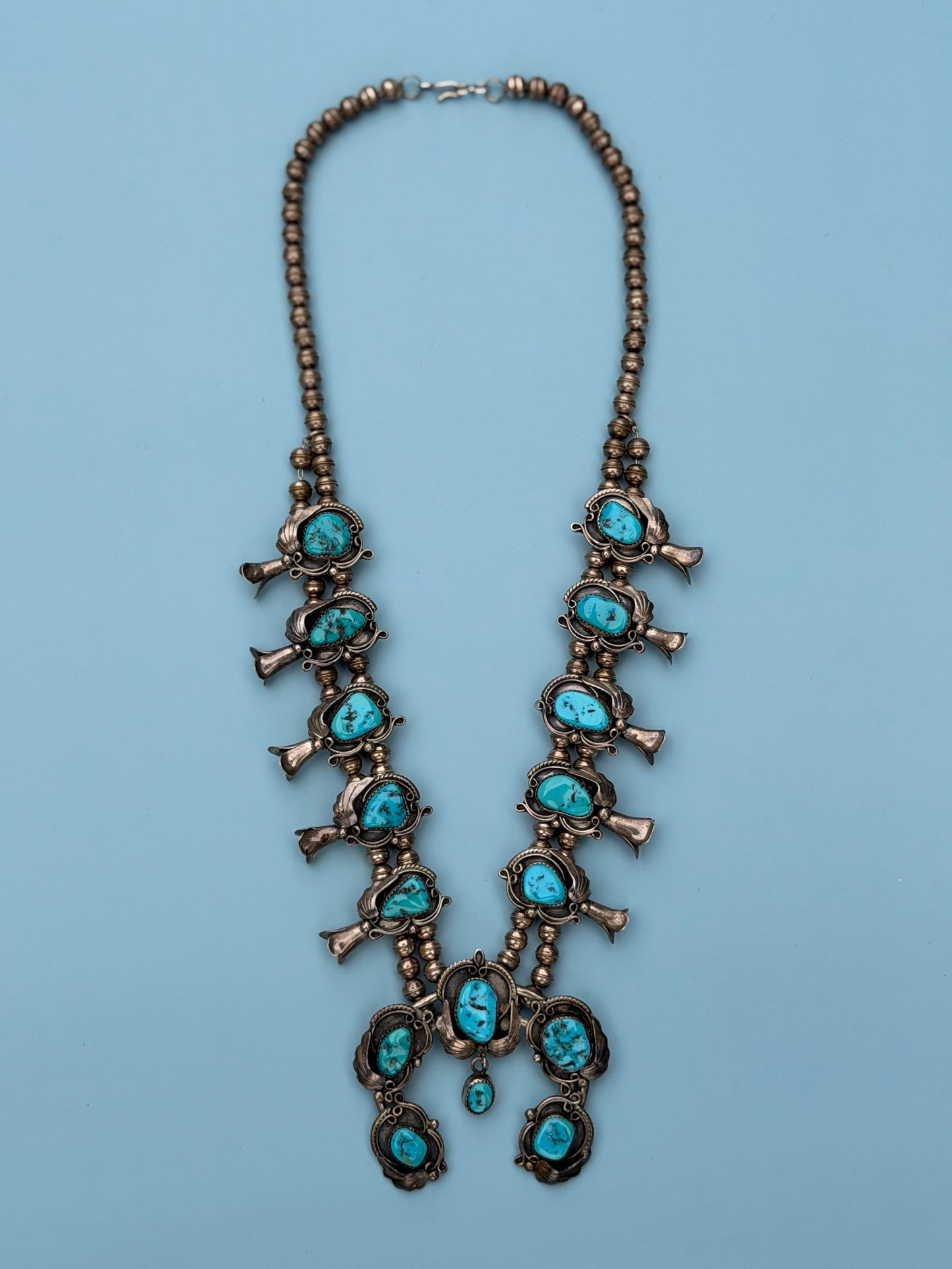 Early 1900's Old Pawn Turquoise Squash Blossom