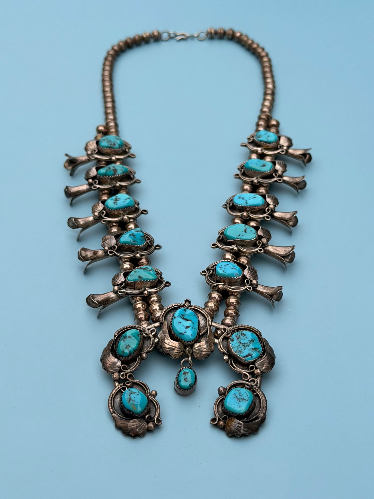 Early 1900's Old Pawn Turquoise Squash Blossom