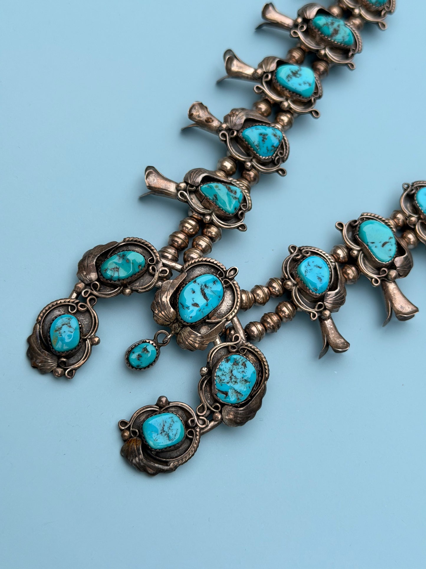 Early 1900's Old Pawn Turquoise Squash Blossom