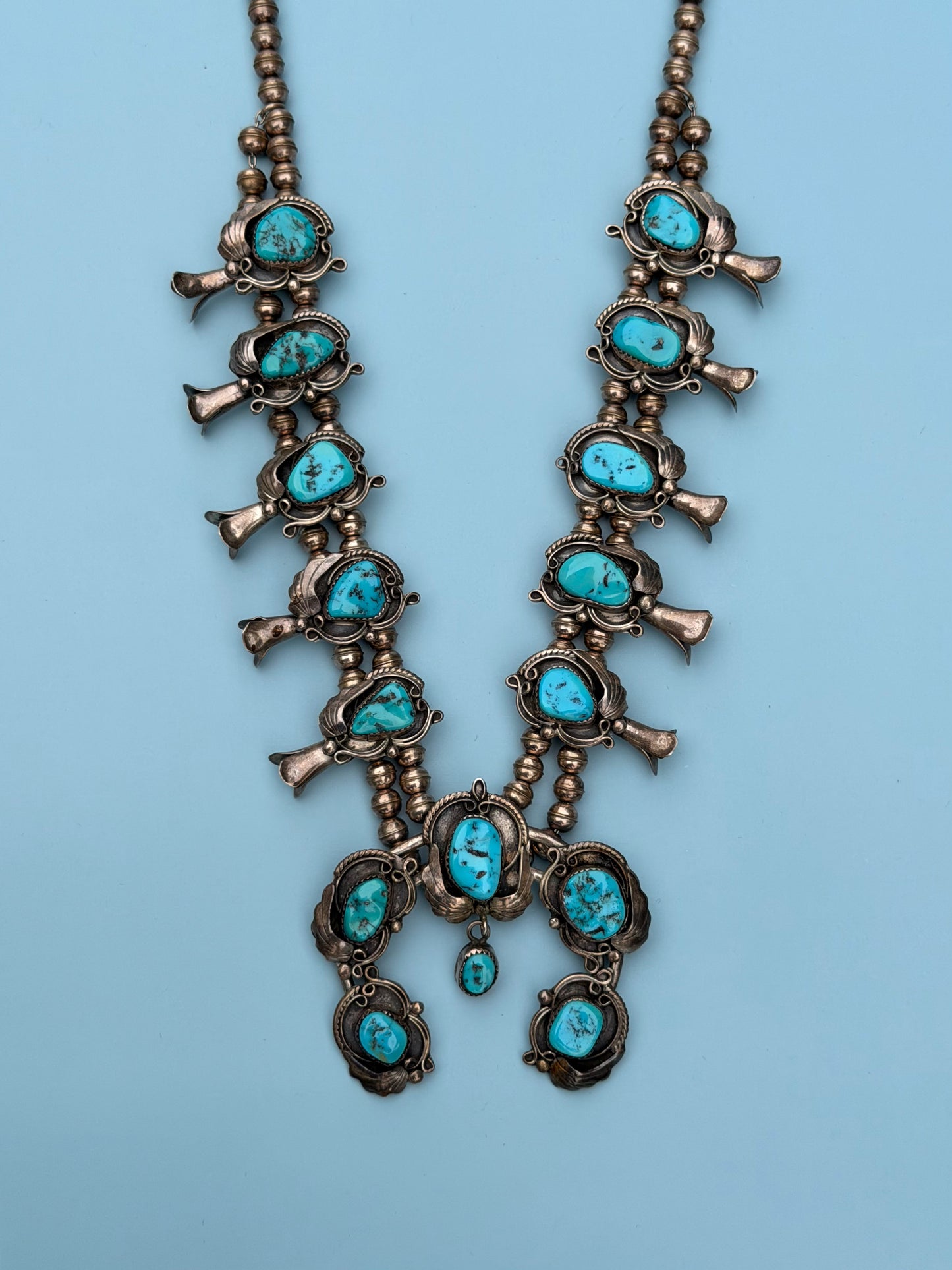 Early 1900's Old Pawn Turquoise Squash Blossom