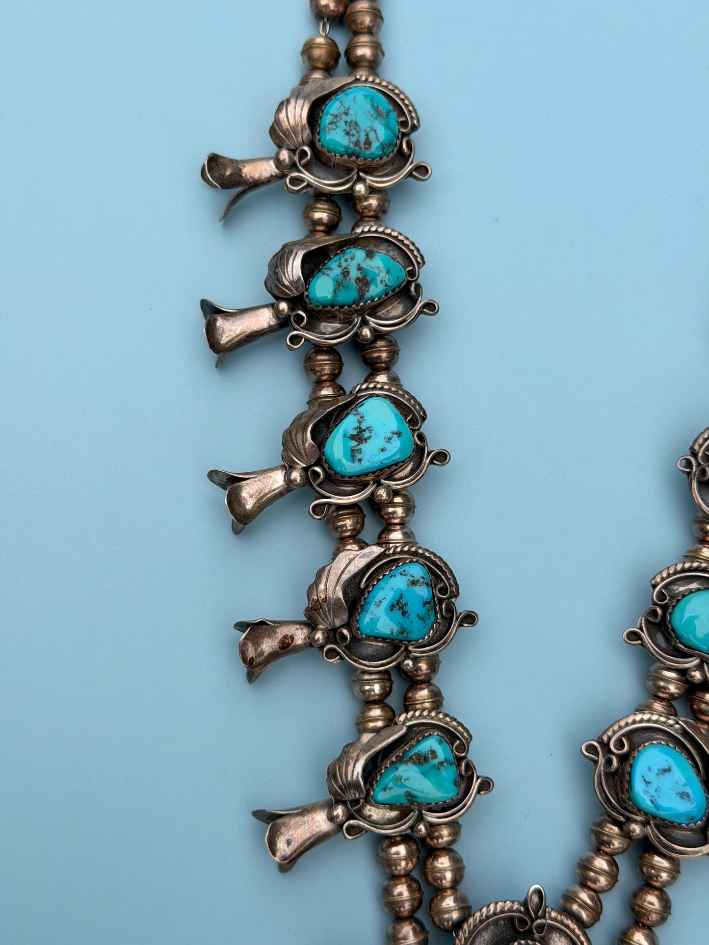 Early 1900's Old Pawn Turquoise Squash Blossom