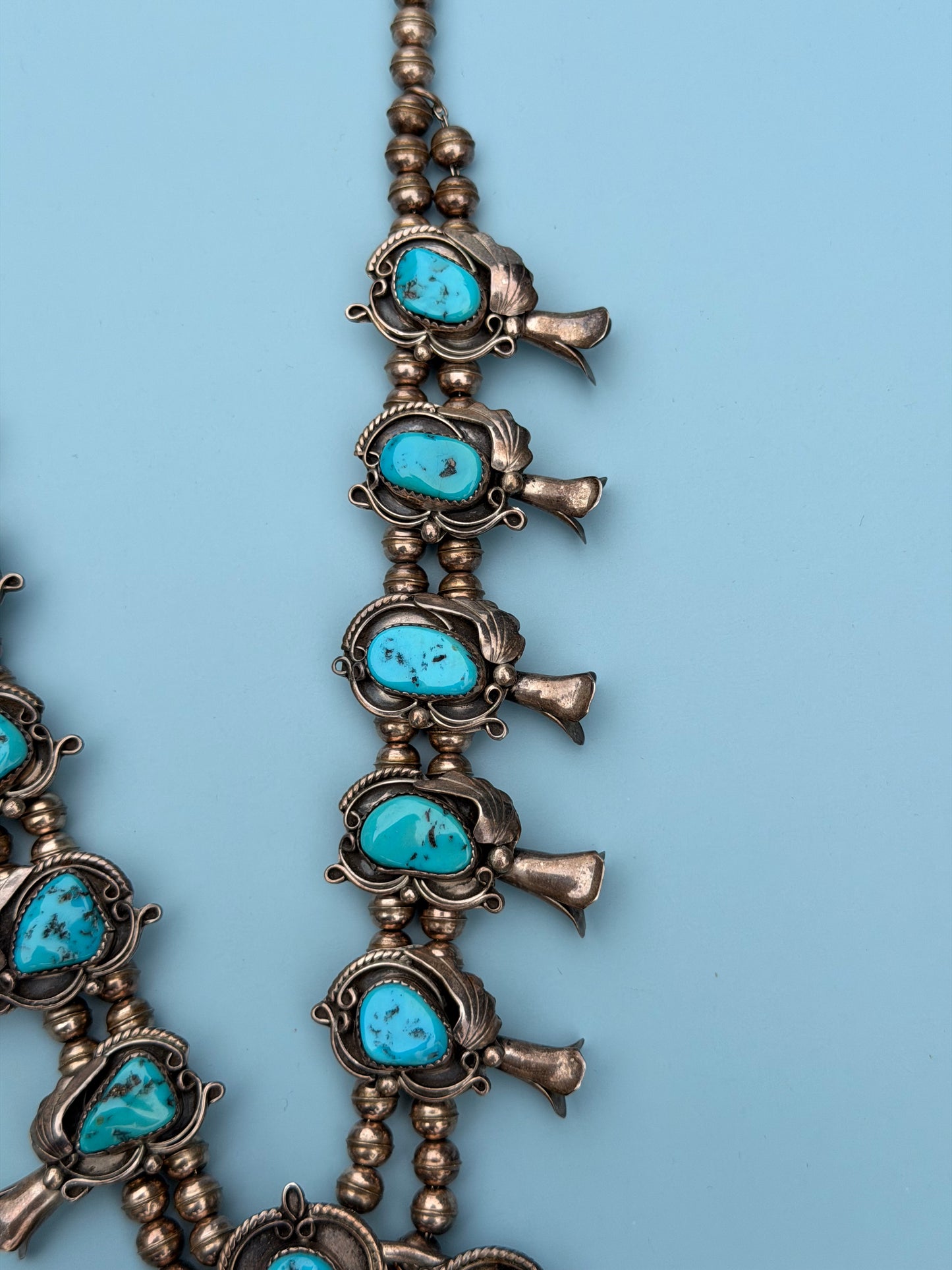 Early 1900's Old Pawn Turquoise Squash Blossom