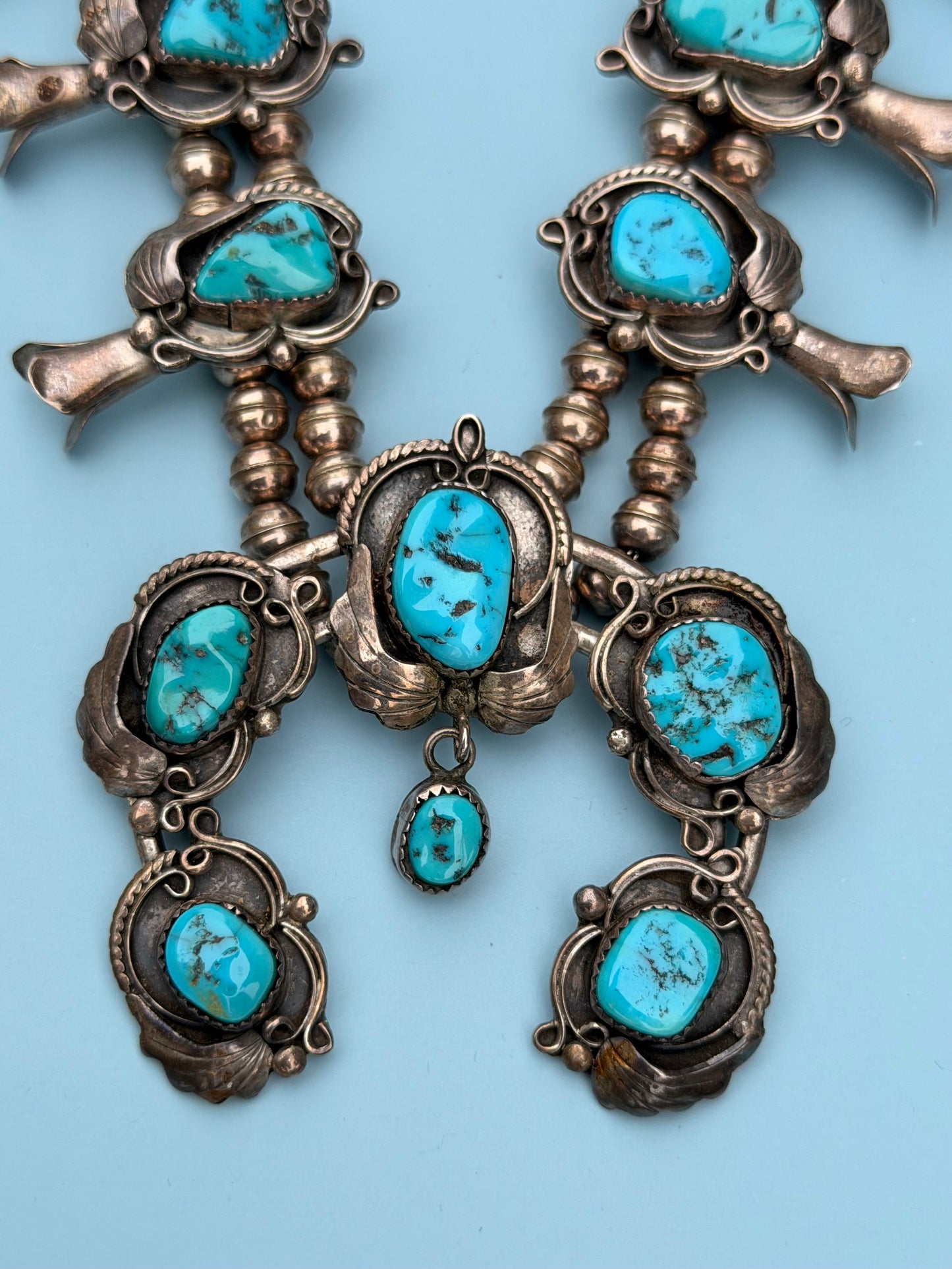 Early 1900's Old Pawn Turquoise Squash Blossom