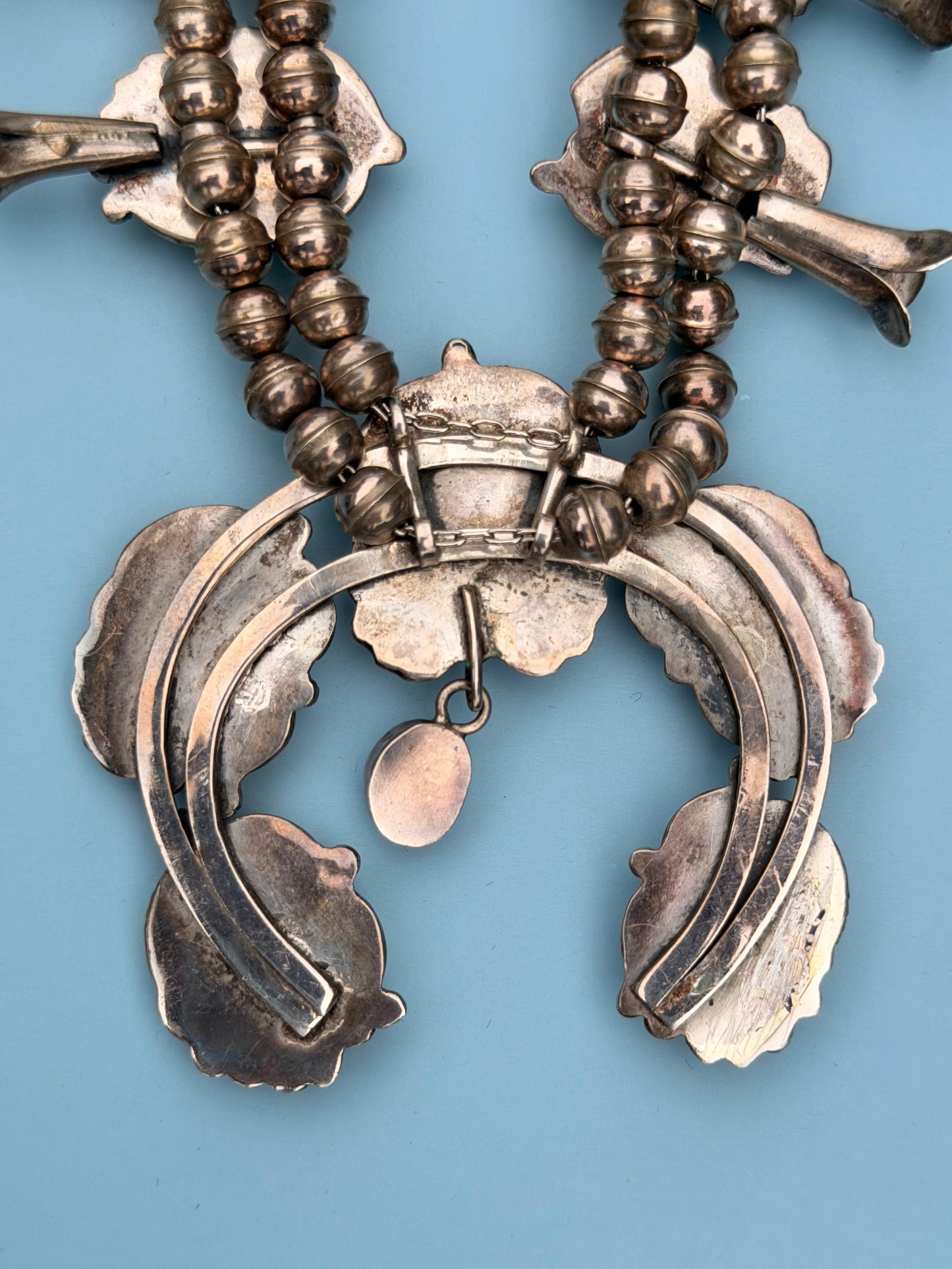 Early 1900's Old Pawn Turquoise Squash Blossom