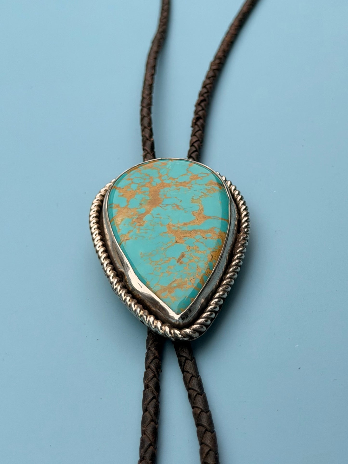 Mystic Visions HandmadeRoyston Turquoise Sterling Silver Wedding Bolo Tie | Handmade Western Groom Bolo
