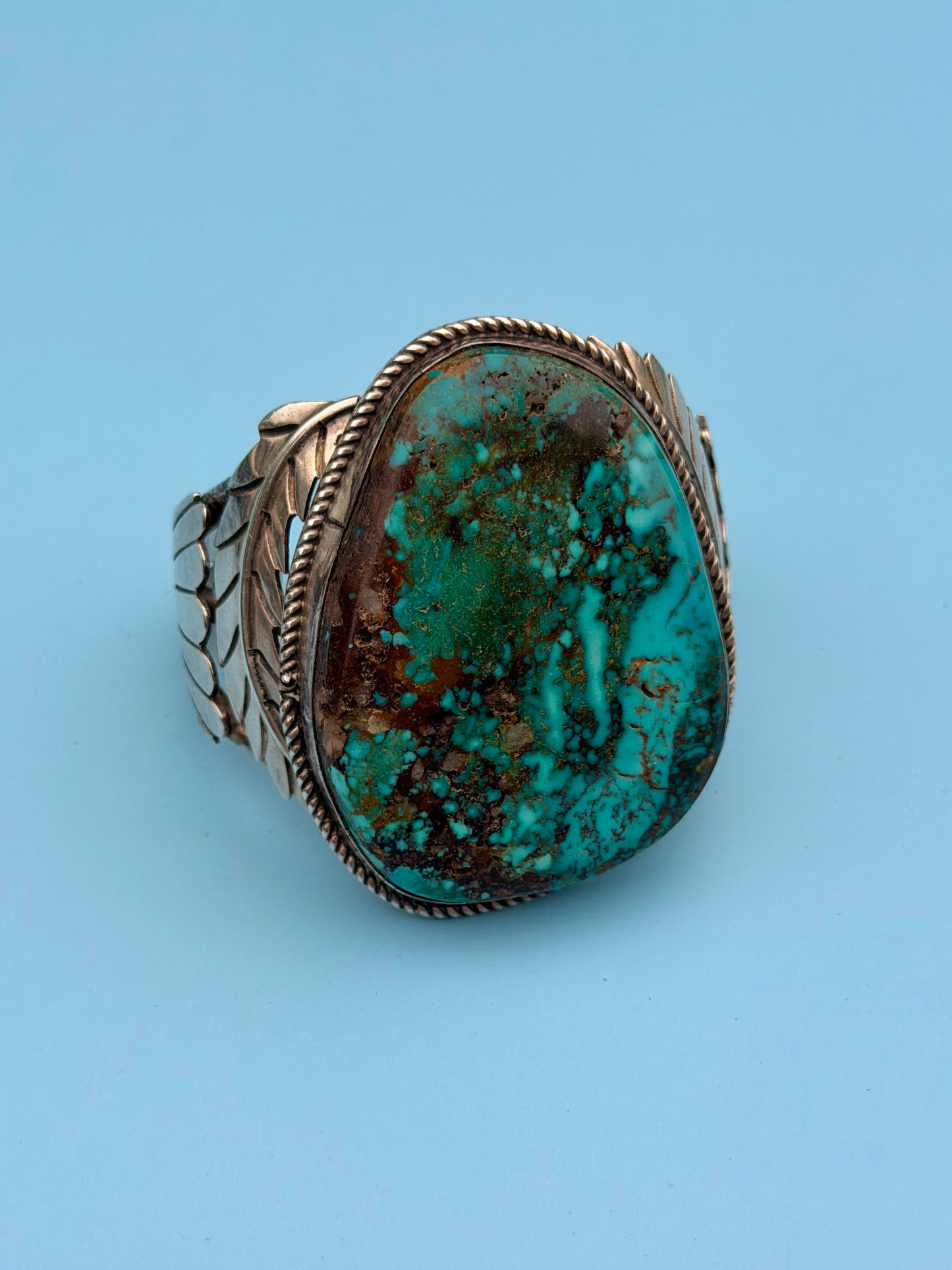 "TNF" Signed Massive Vintage Native American Sterling Silver Cuff