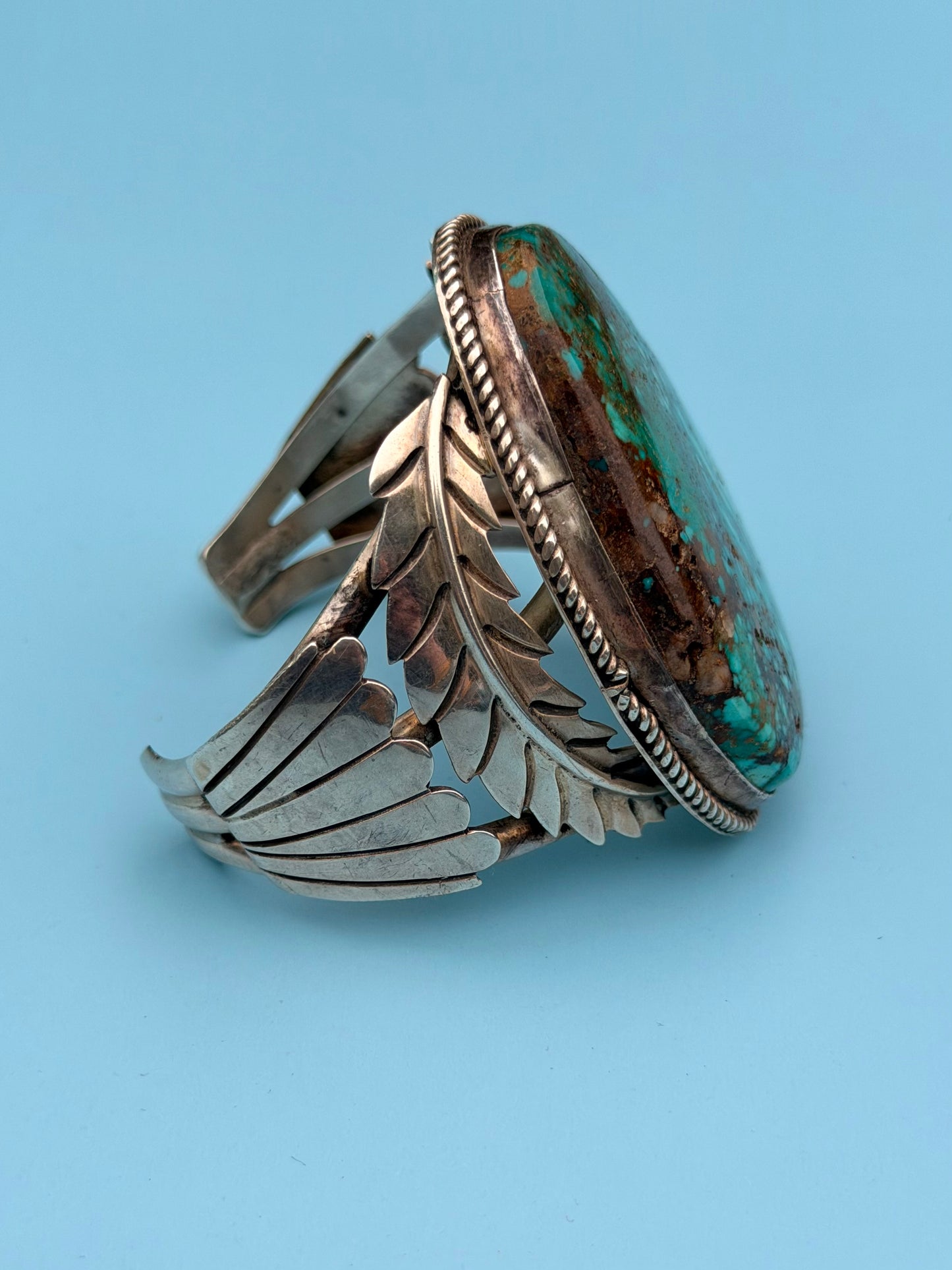 "TNF" Signed Massive Vintage Native American Sterling Silver Cuff