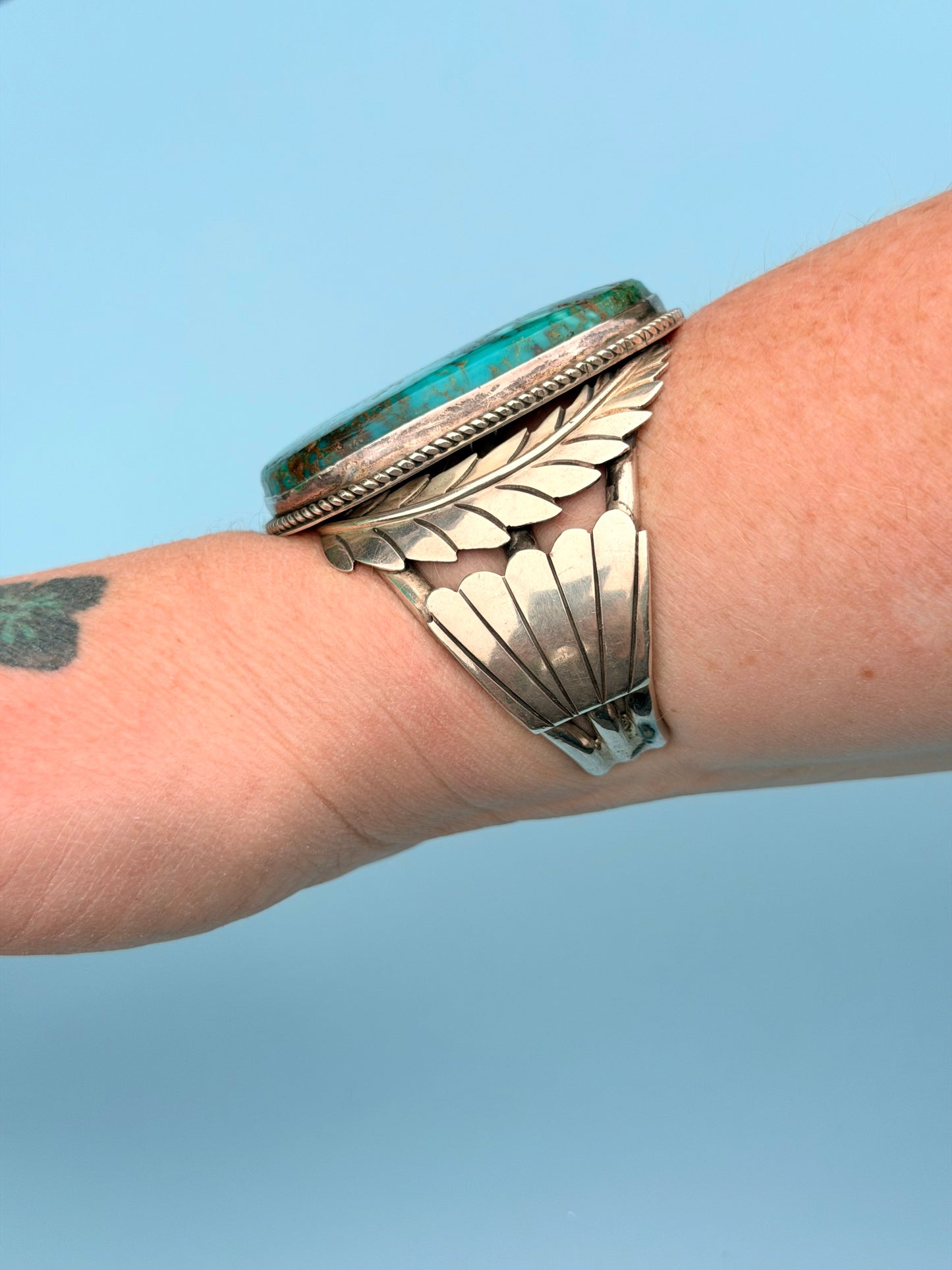 "TNF" Signed Massive Vintage Native American Sterling Silver Cuff