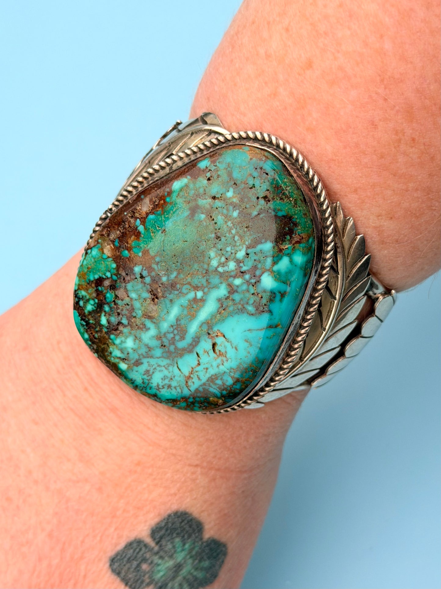 "TNF" Signed Massive Vintage Native American Sterling Silver Cuff