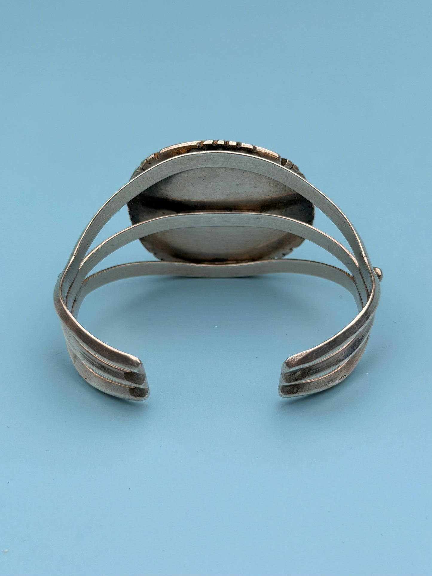 "Charles Johnson" Signed Sterling Silver Gaspeite Cuff