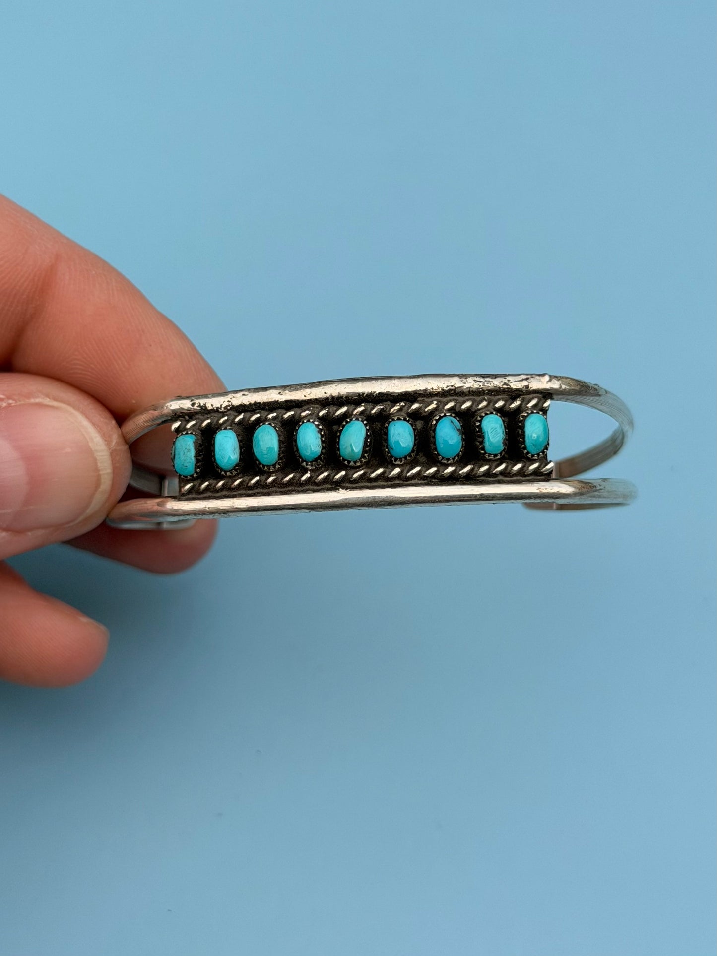 Old Pawn Zuni Turquoise and Sterling Silver Cuff