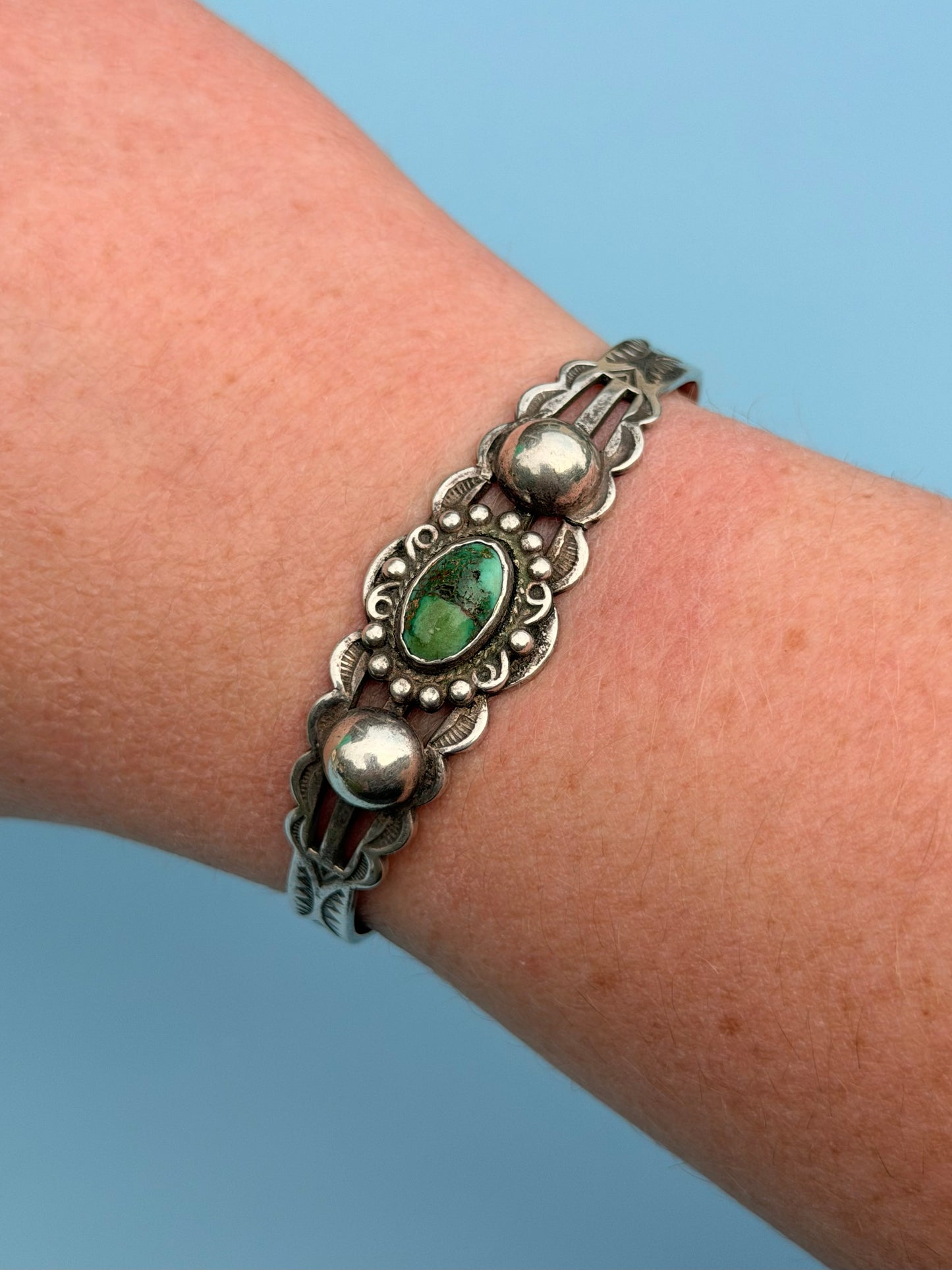 Fred Harvey Era Turquoise & Sterling Silver Cuff
