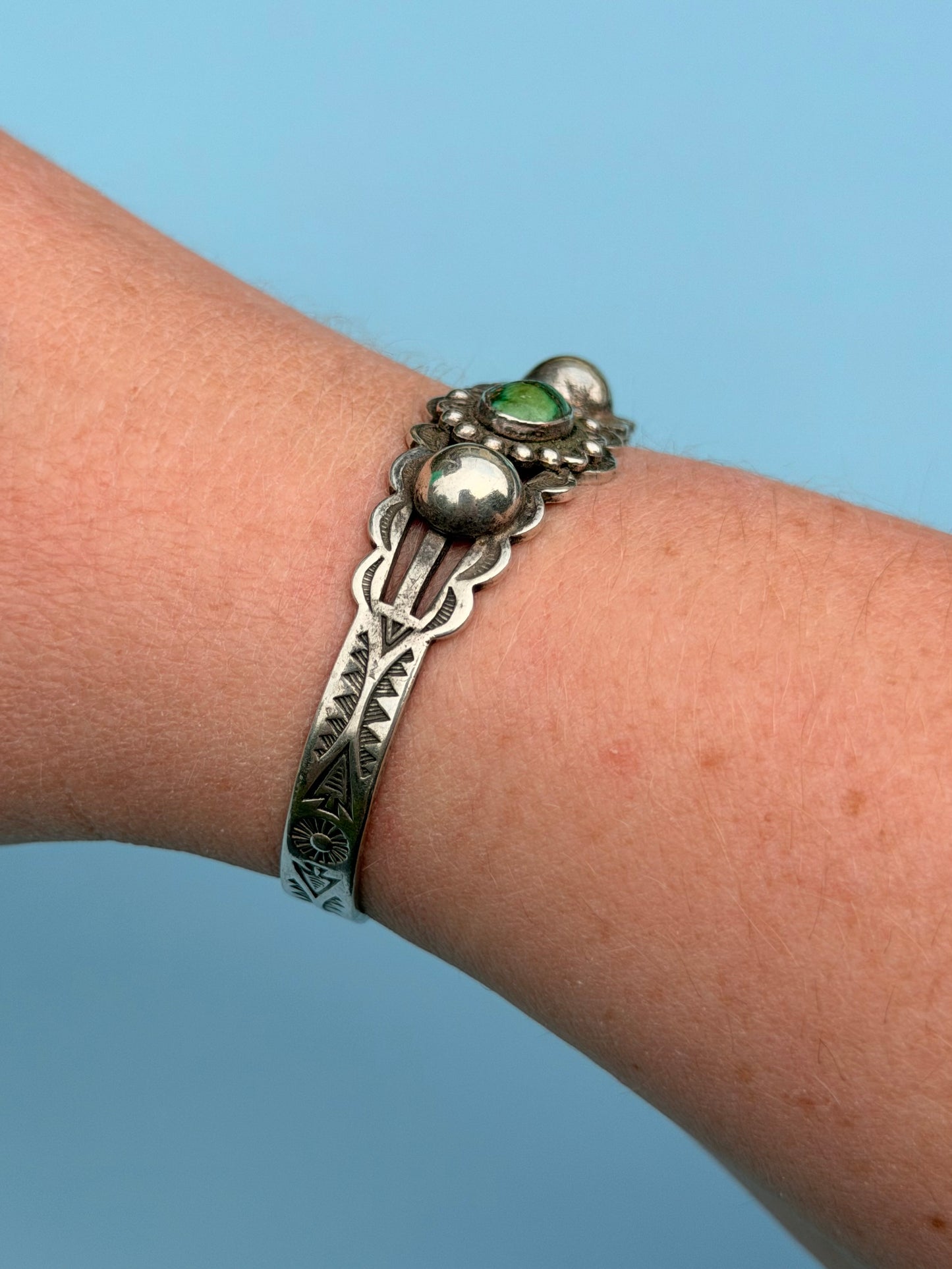 Fred Harvey Era Turquoise & Sterling Silver Cuff