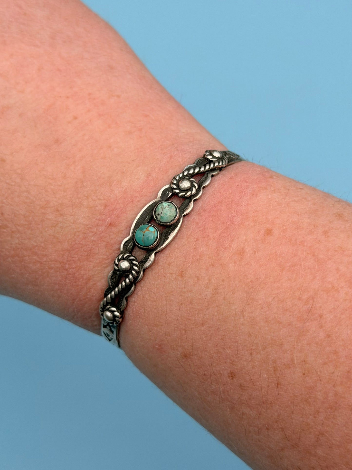 "Maisels" Signed Fred Harvey Era Cuff Turquoise and Sterling Silver Cuff