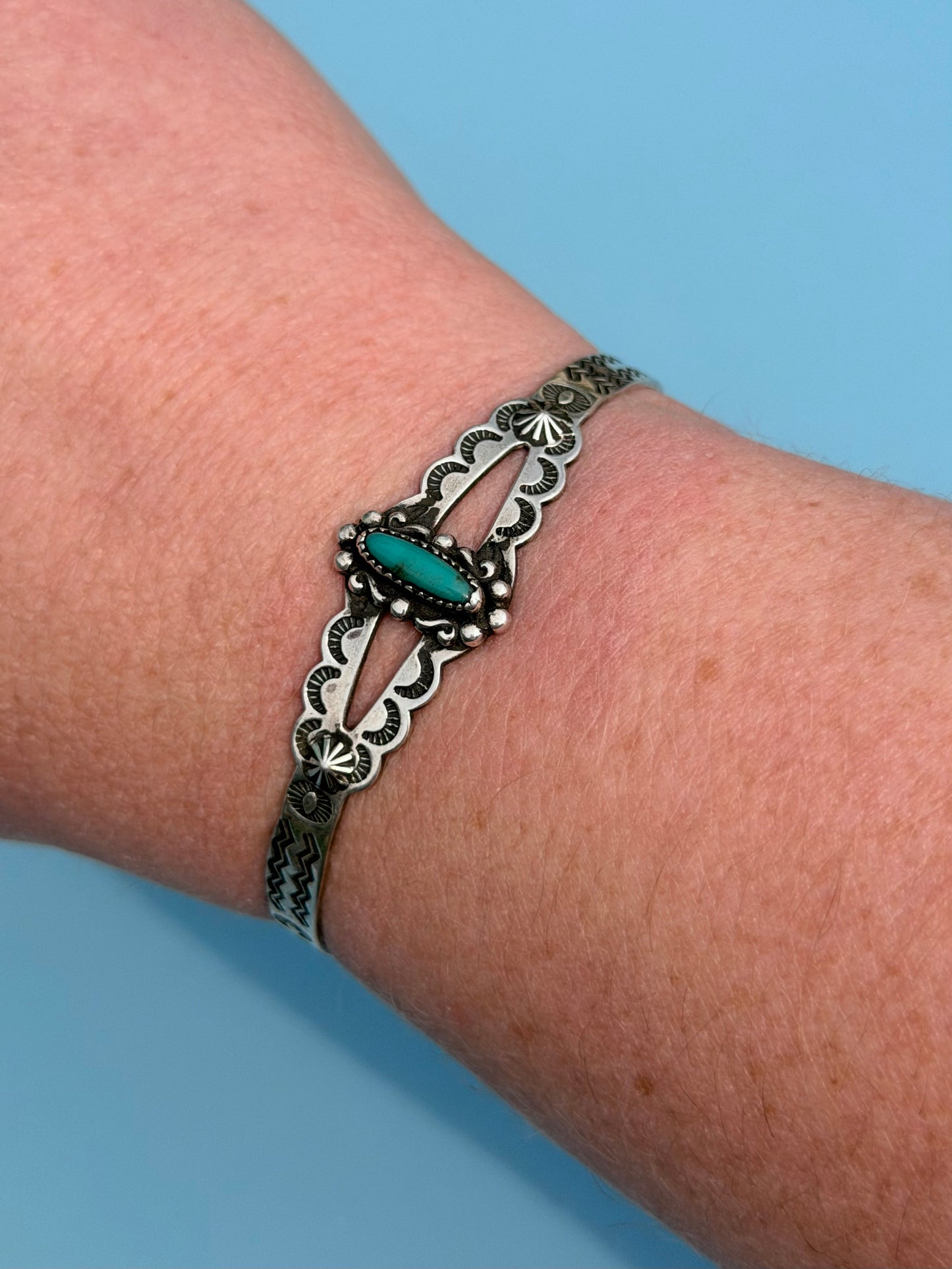 Fred Harvey Era Turquoise & Sterling Silver Cuff