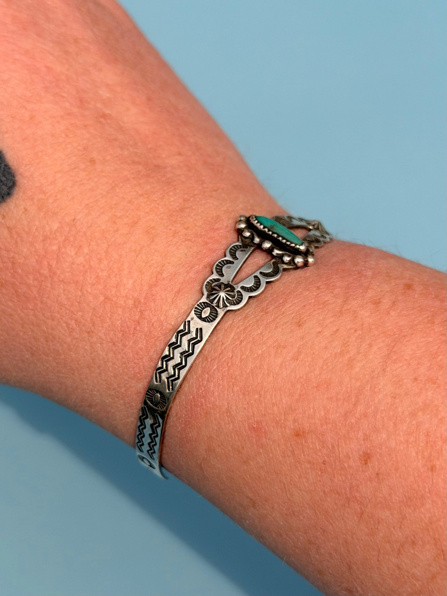 Fred Harvey Era Turquoise & Sterling Silver Cuff