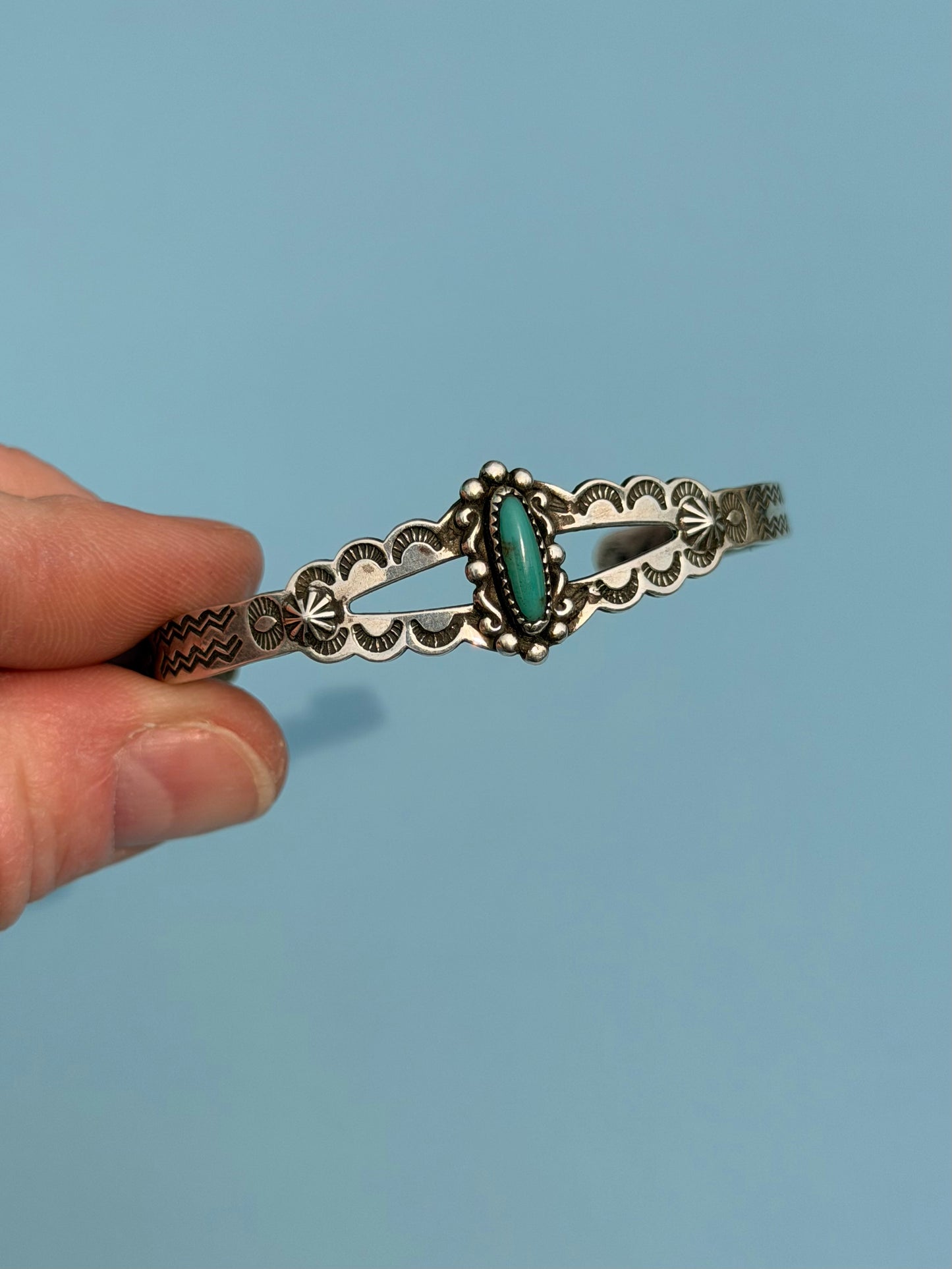 Fred Harvey Era Turquoise & Sterling Silver Cuff