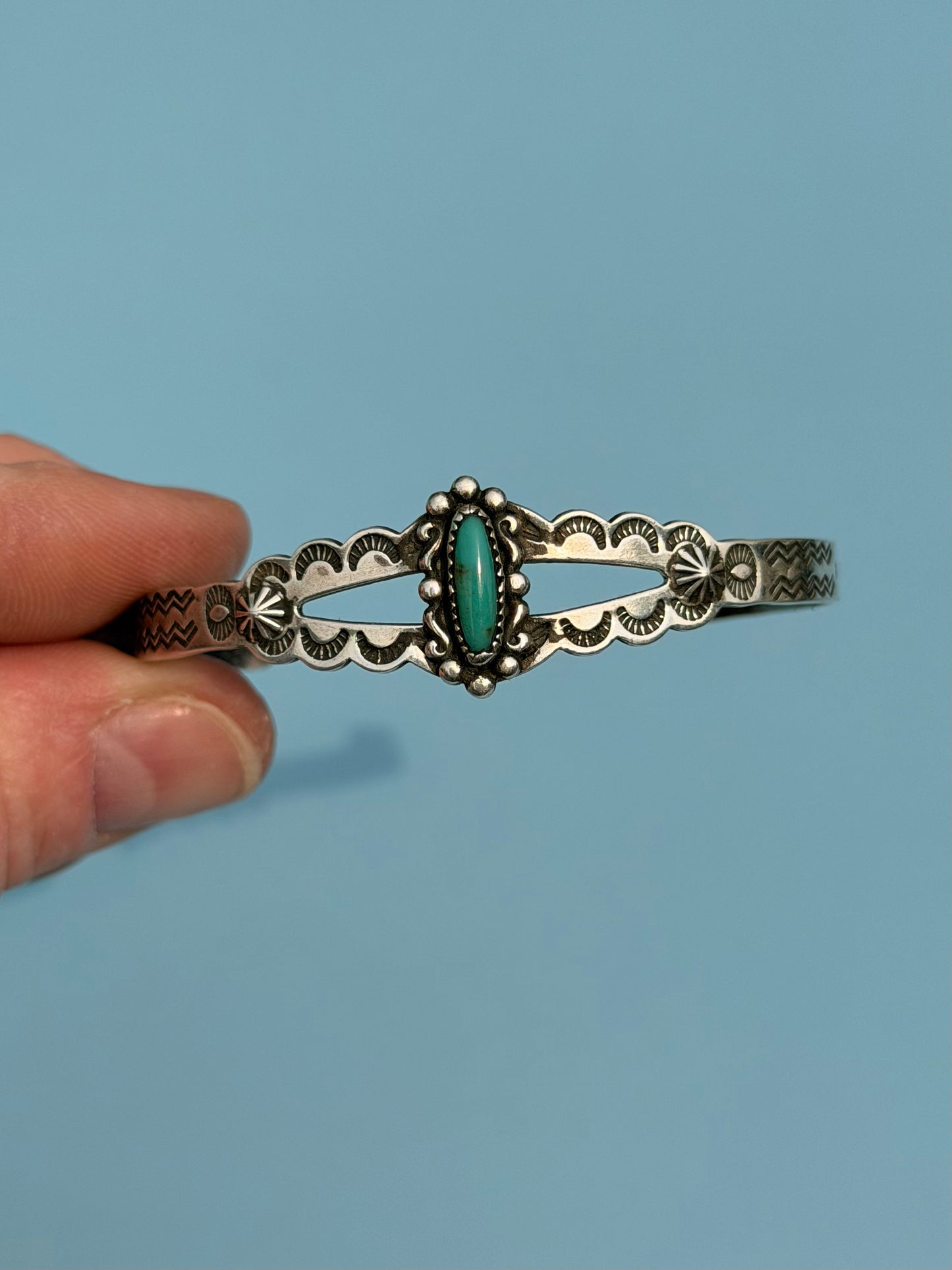 Fred Harvey Era Turquoise & Sterling Silver Cuff
