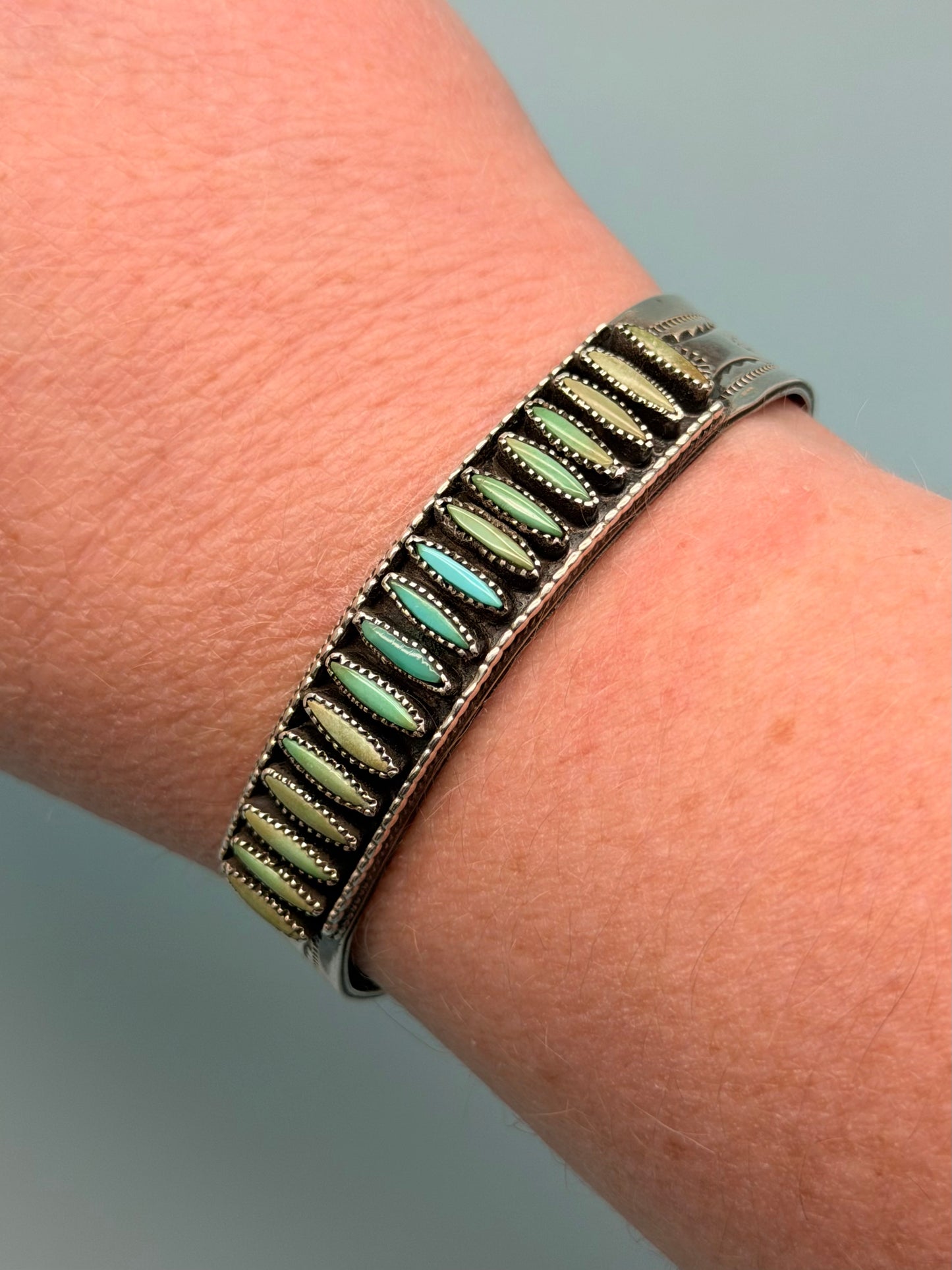 Old Pawn Zuni Turquoise and Sterling Silver Cuff