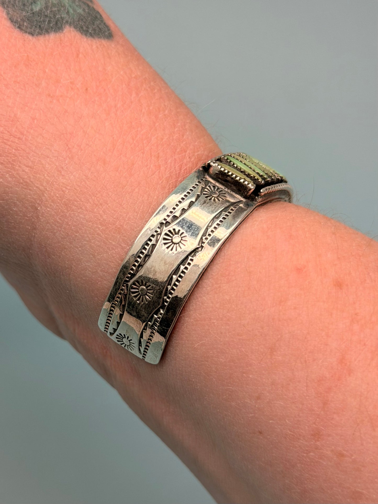 Old Pawn Zuni Turquoise and Sterling Silver Cuff