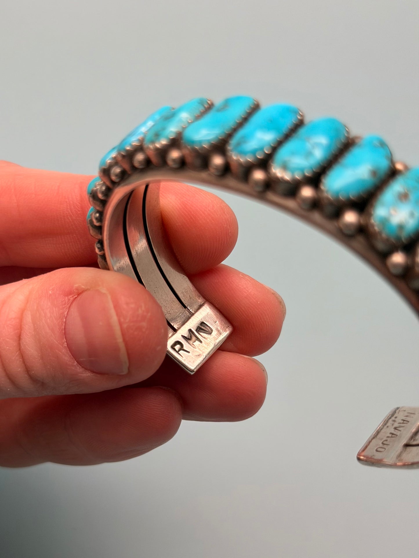 "RMN" Signed Navajo Sterling Silver Cuff