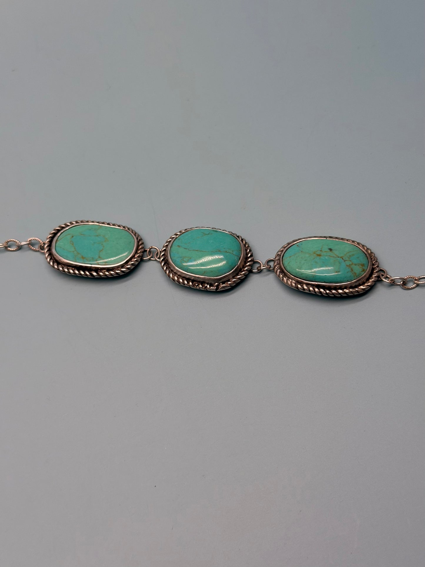 Mystic Visions 3-Stone Turquoise Chain Bracelet