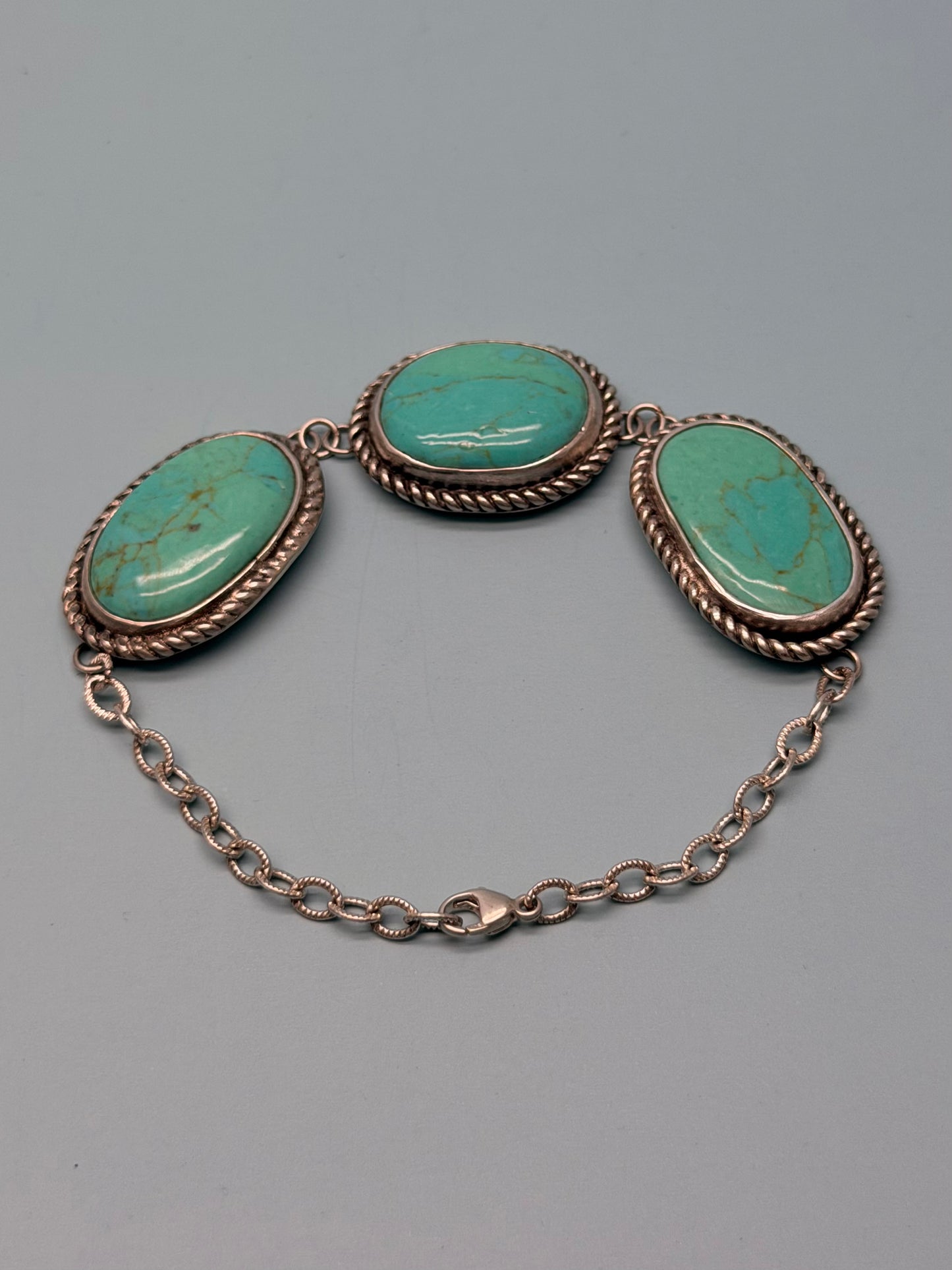 Mystic Visions 3-Stone Turquoise Chain Bracelet
