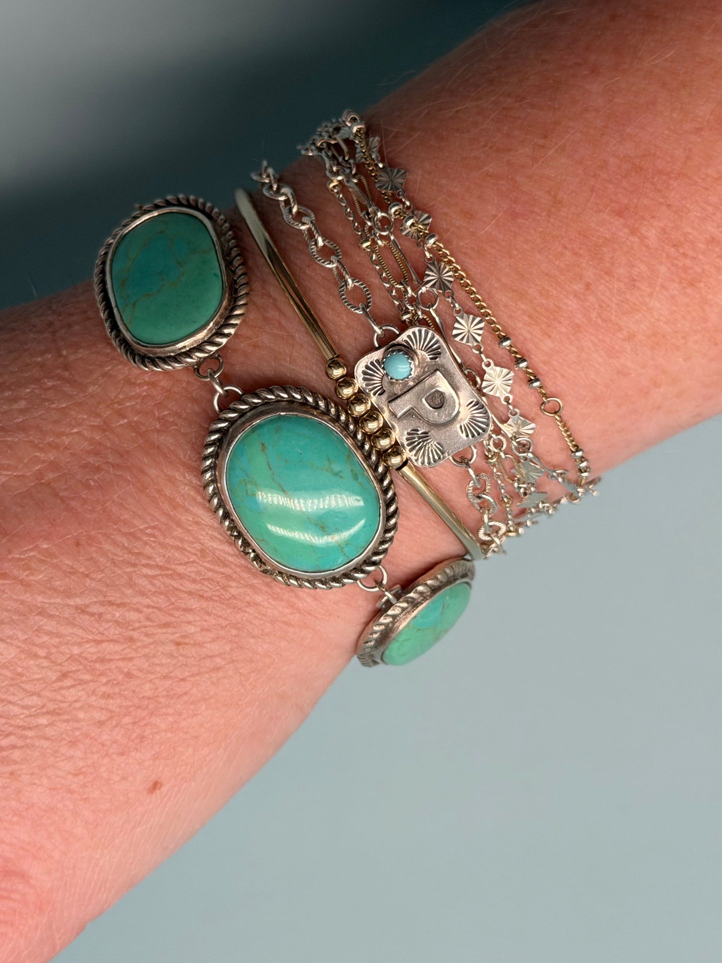 Mystic Visions 3-Stone Turquoise Chain Bracelet