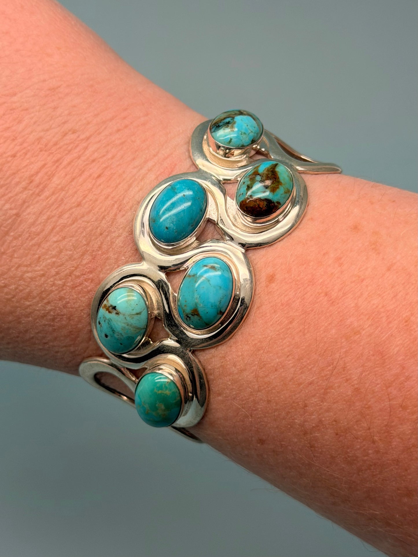 Vintage Sterling Silver & Kingman Turquoise Cuff