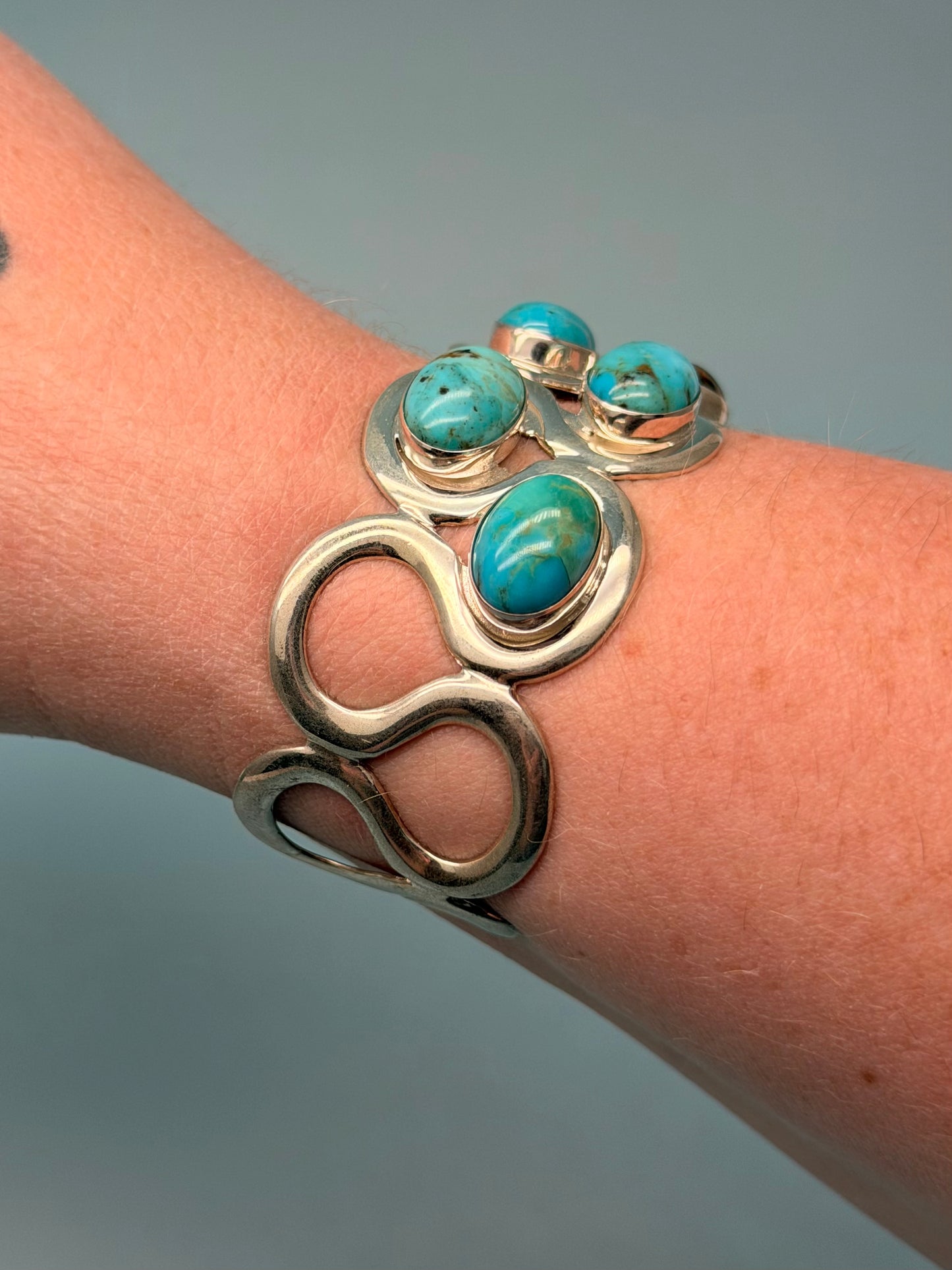 Vintage Sterling Silver & Kingman Turquoise Cuff