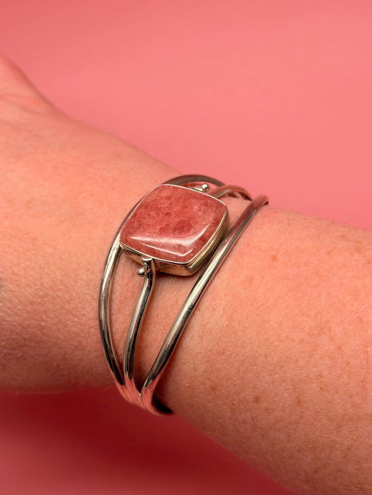 Reversible Lapis & Pink Tourmaline Sterling Silver Cuff